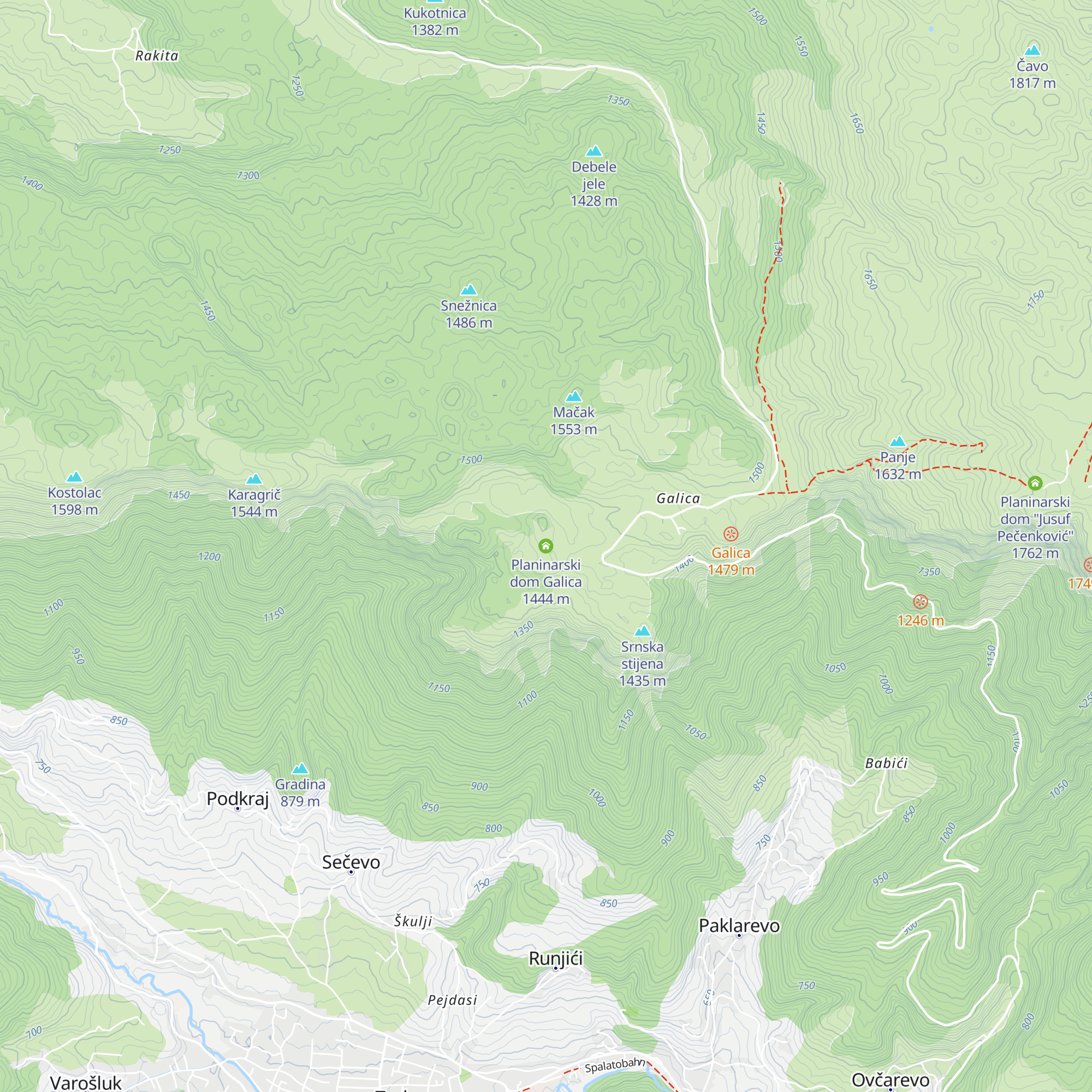 Planinarski dom Galica map