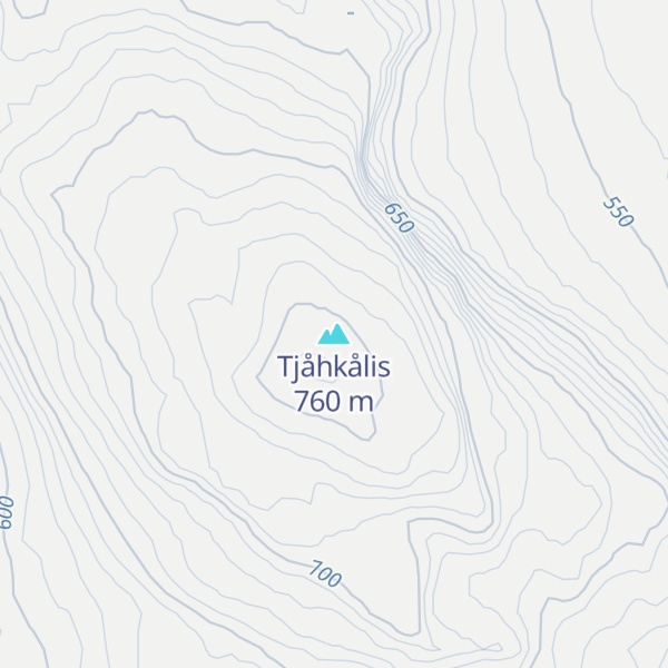 Map of Tjåhkålis