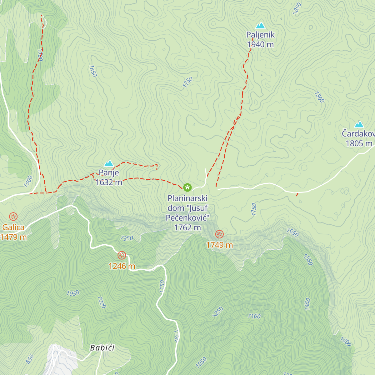 Planinarski dom "Jusuf Pečenković" map