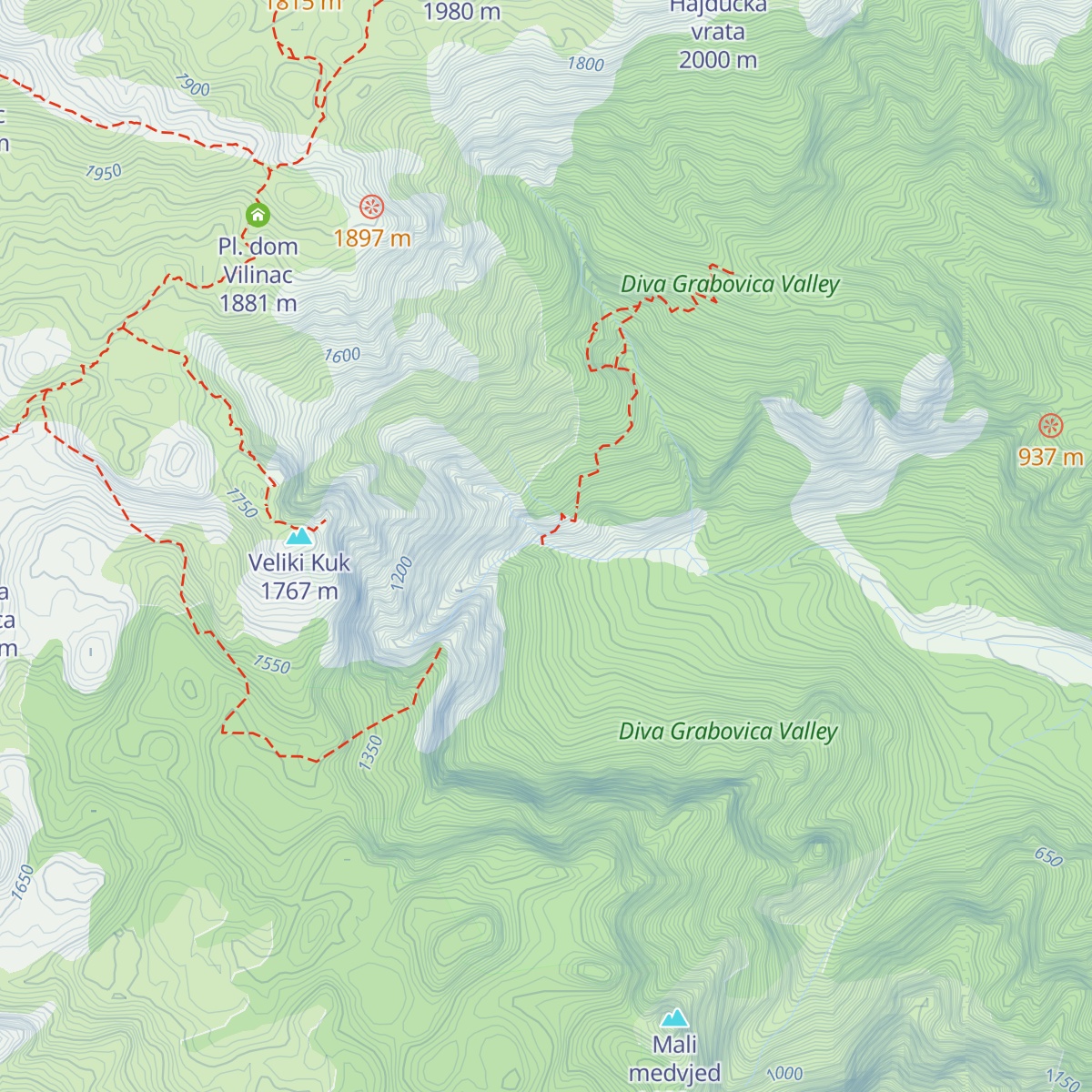 Bivak pod Velikim Kukom map