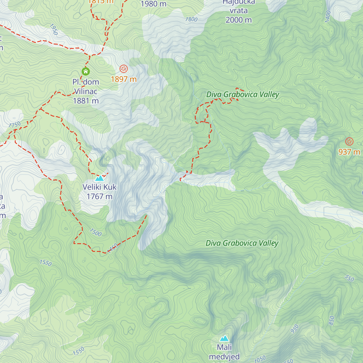 Bivak pod Velikim Kukom map
