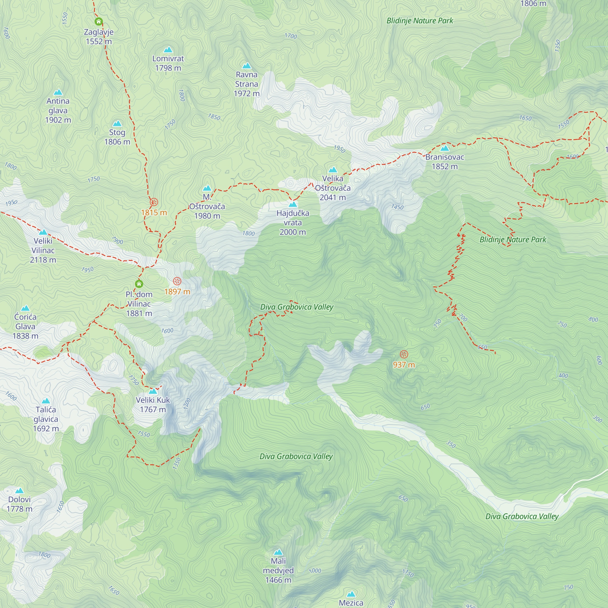 Bivak Tise map