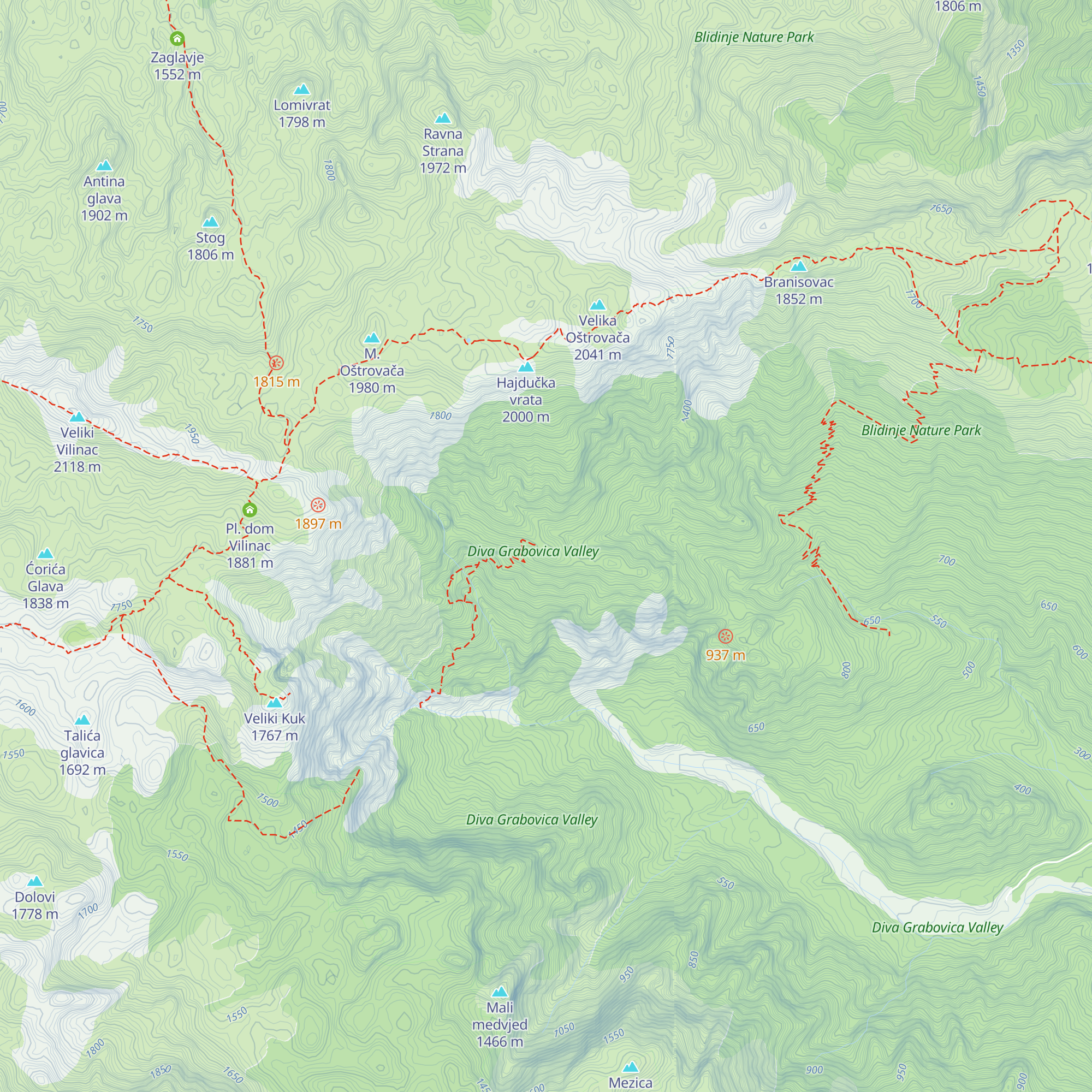 Bivak Tise map