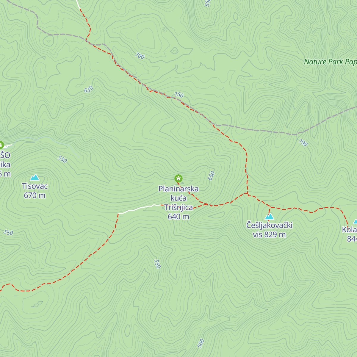 Planinarska kuća Trišnjica map