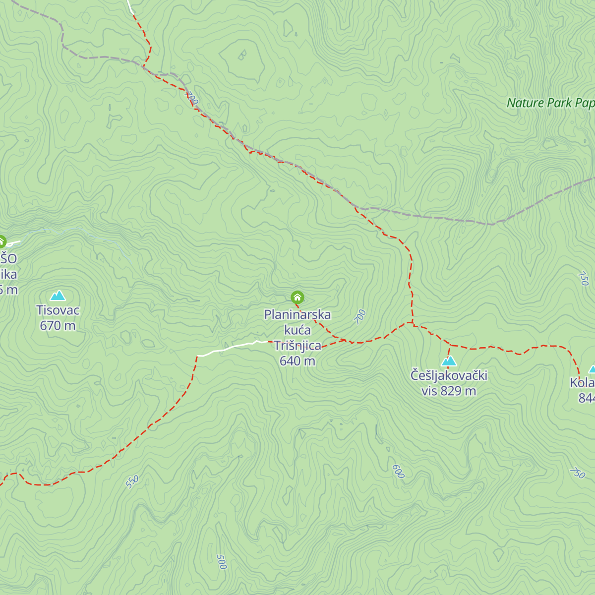 Planinarska kuća Trišnjica map