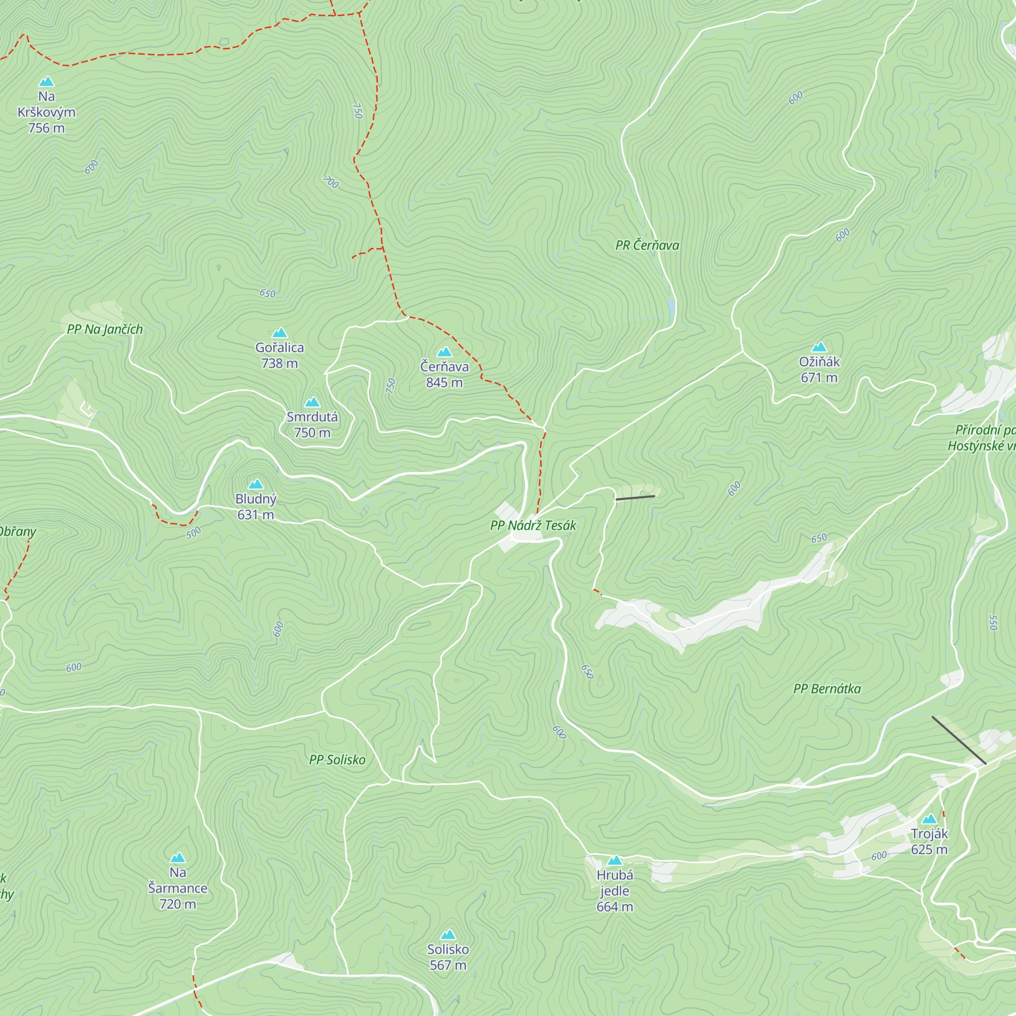 Chata Pod Tesákem map