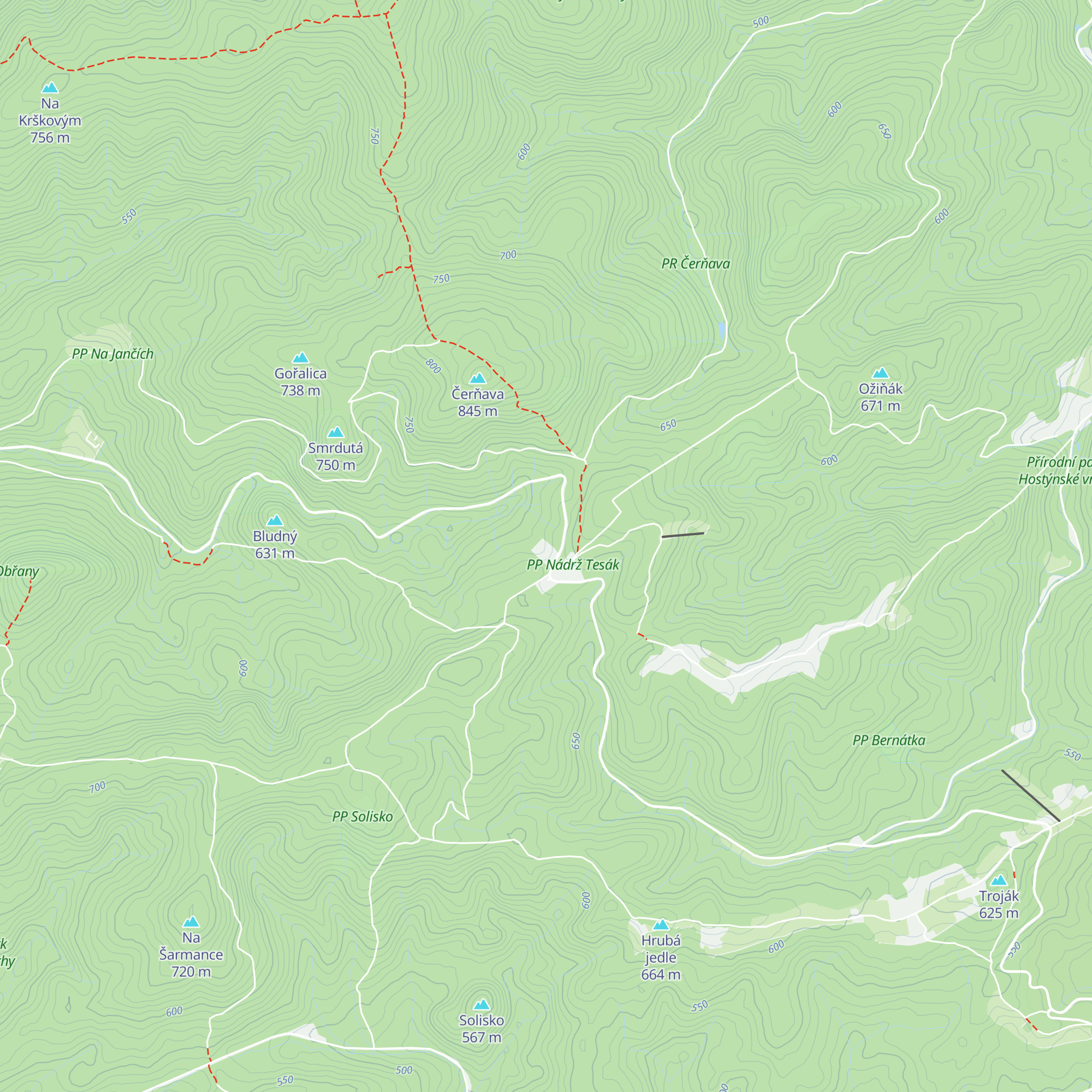 Chata Pod Tesákem map