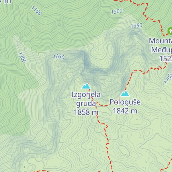 Map of Izgorjela gruda