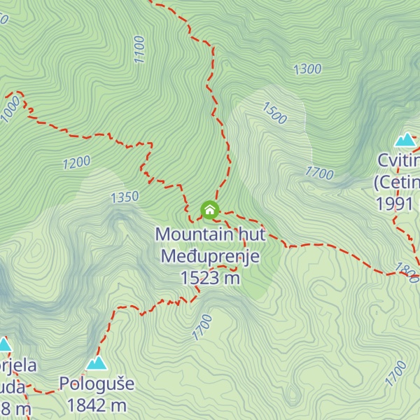 Map of Mountain hut Međuprenje