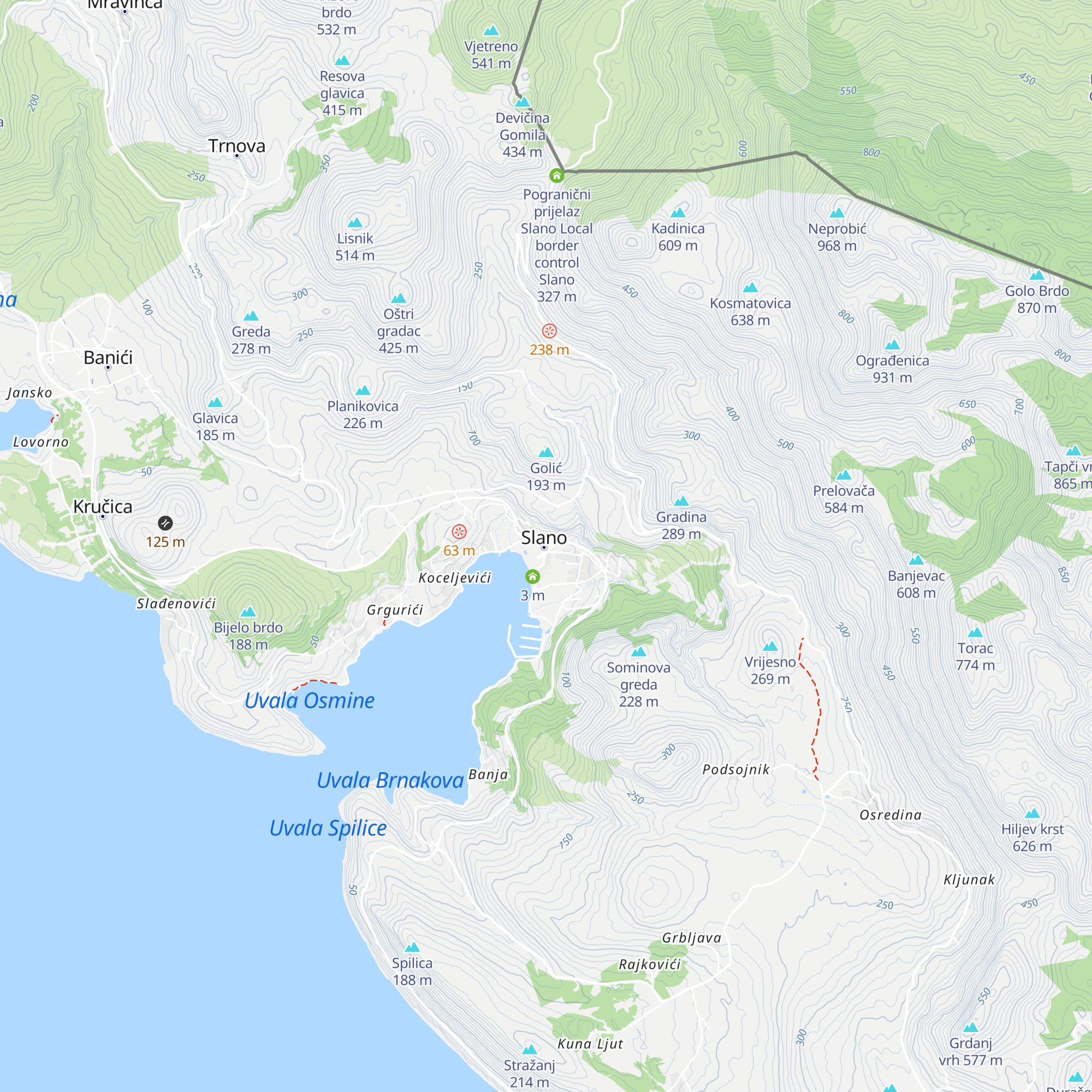 Dubrovnik Coast Tourist board map