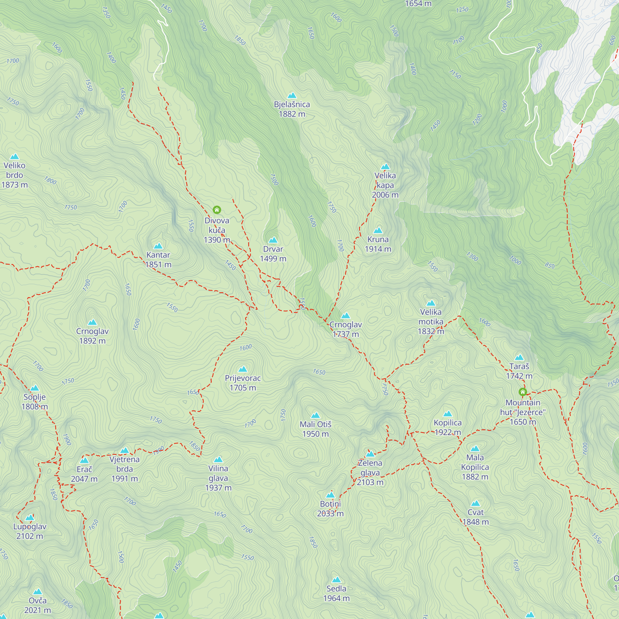 Planinarska kuća Vrutak map