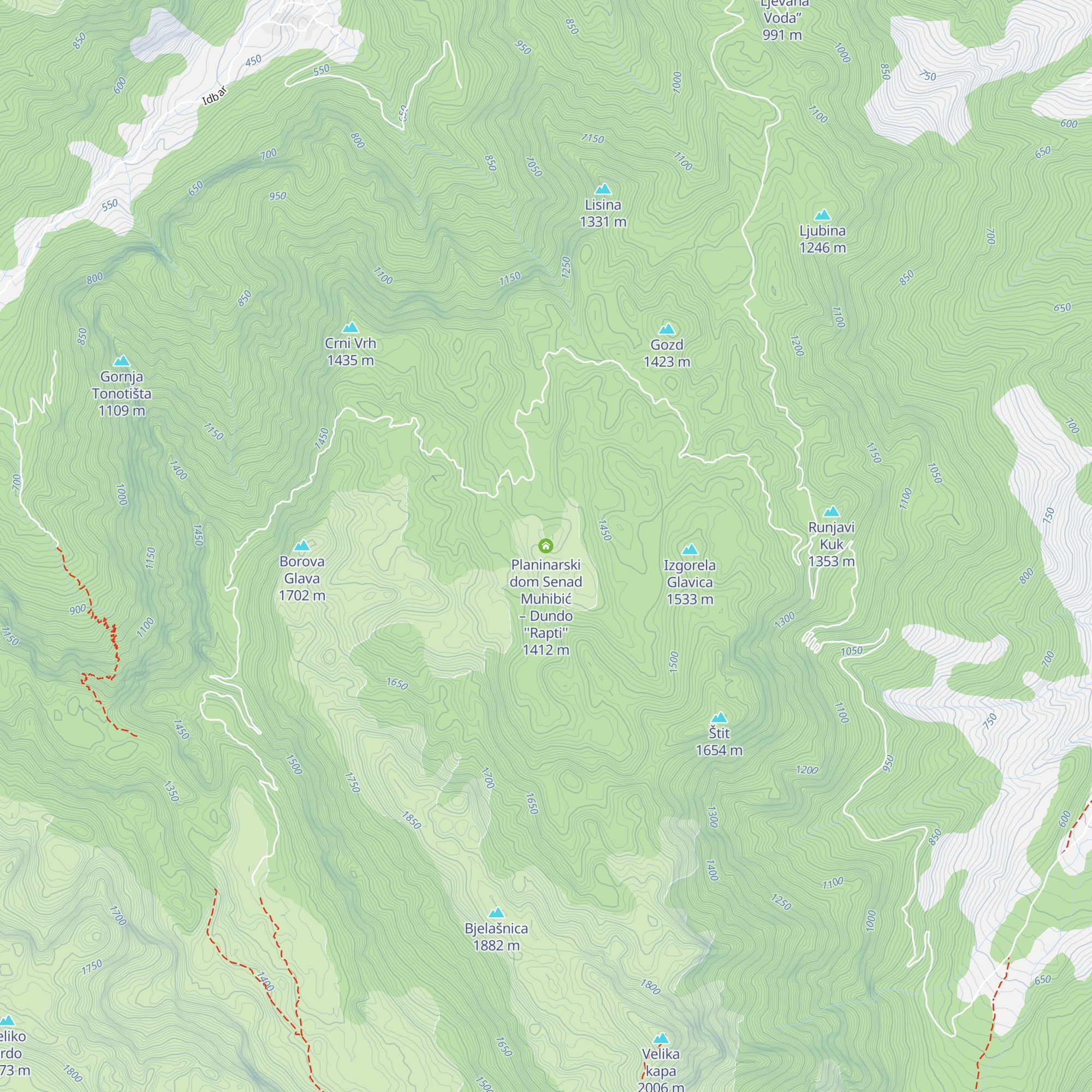 Planinarski dom Senad Muhibić – Dundo ''Rapti'' map