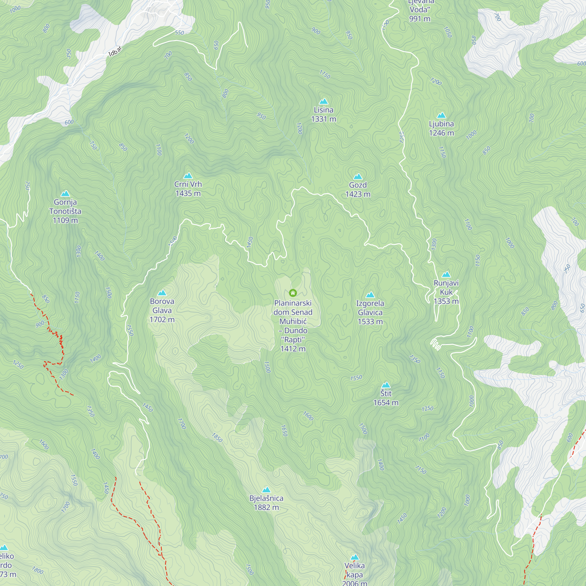 Planinarski dom Senad Muhibić – Dundo ''Rapti'' map