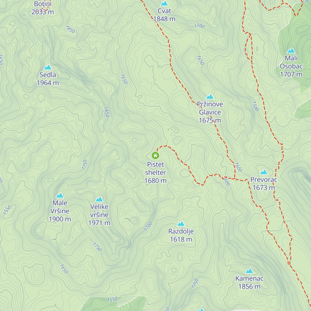 Pistet shelter map