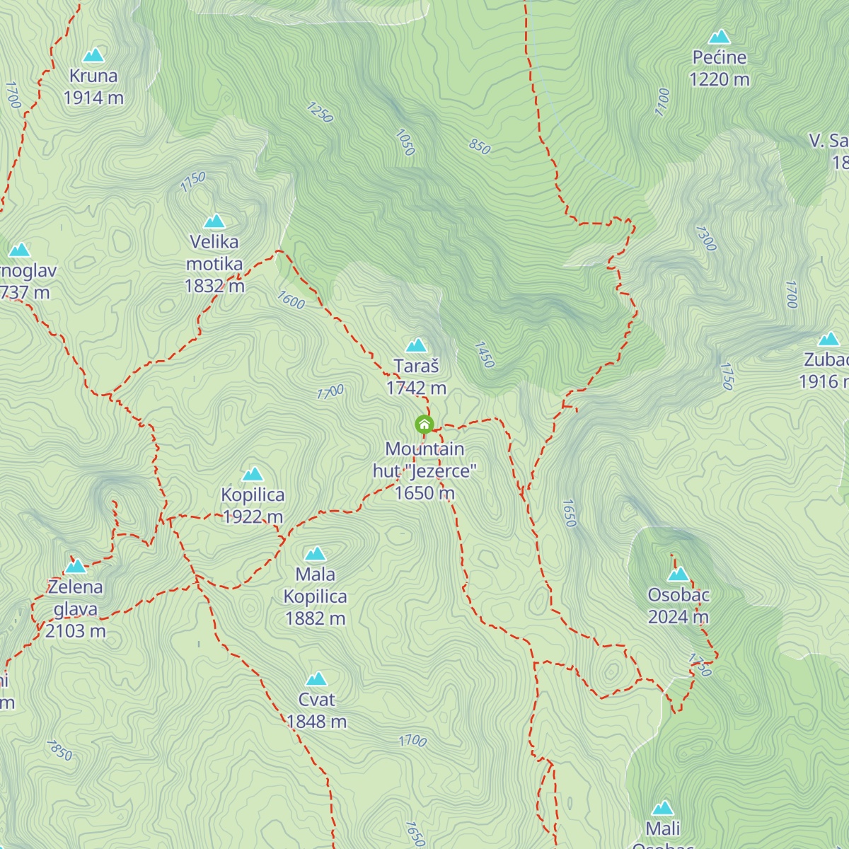 Mountain hut "Jezerce" map