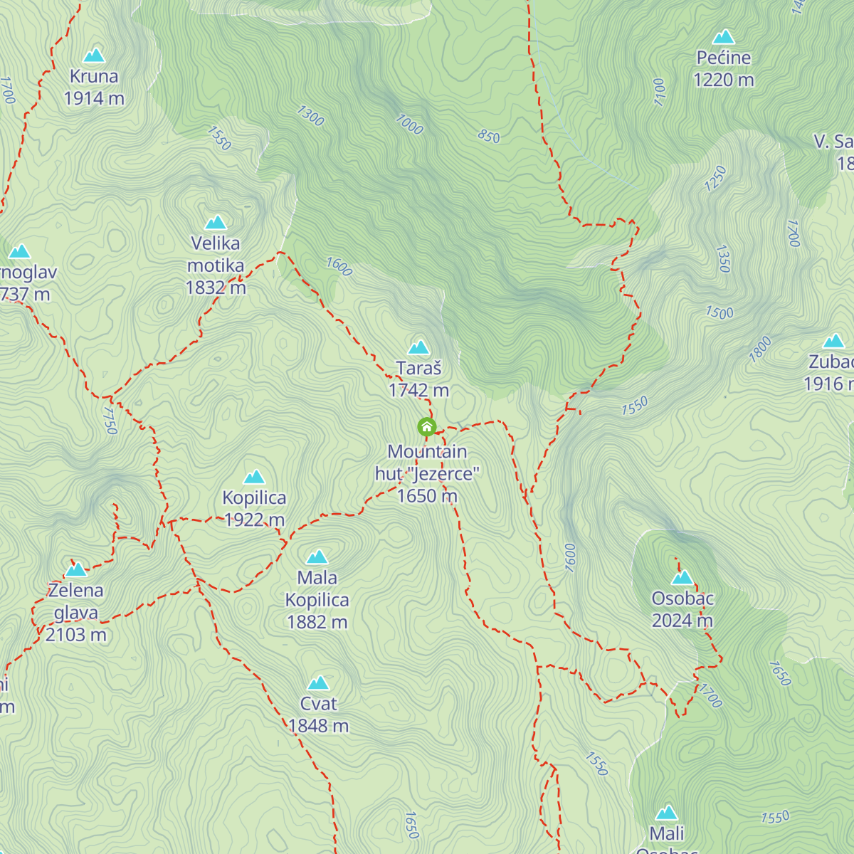 Mountain hut "Jezerce" map