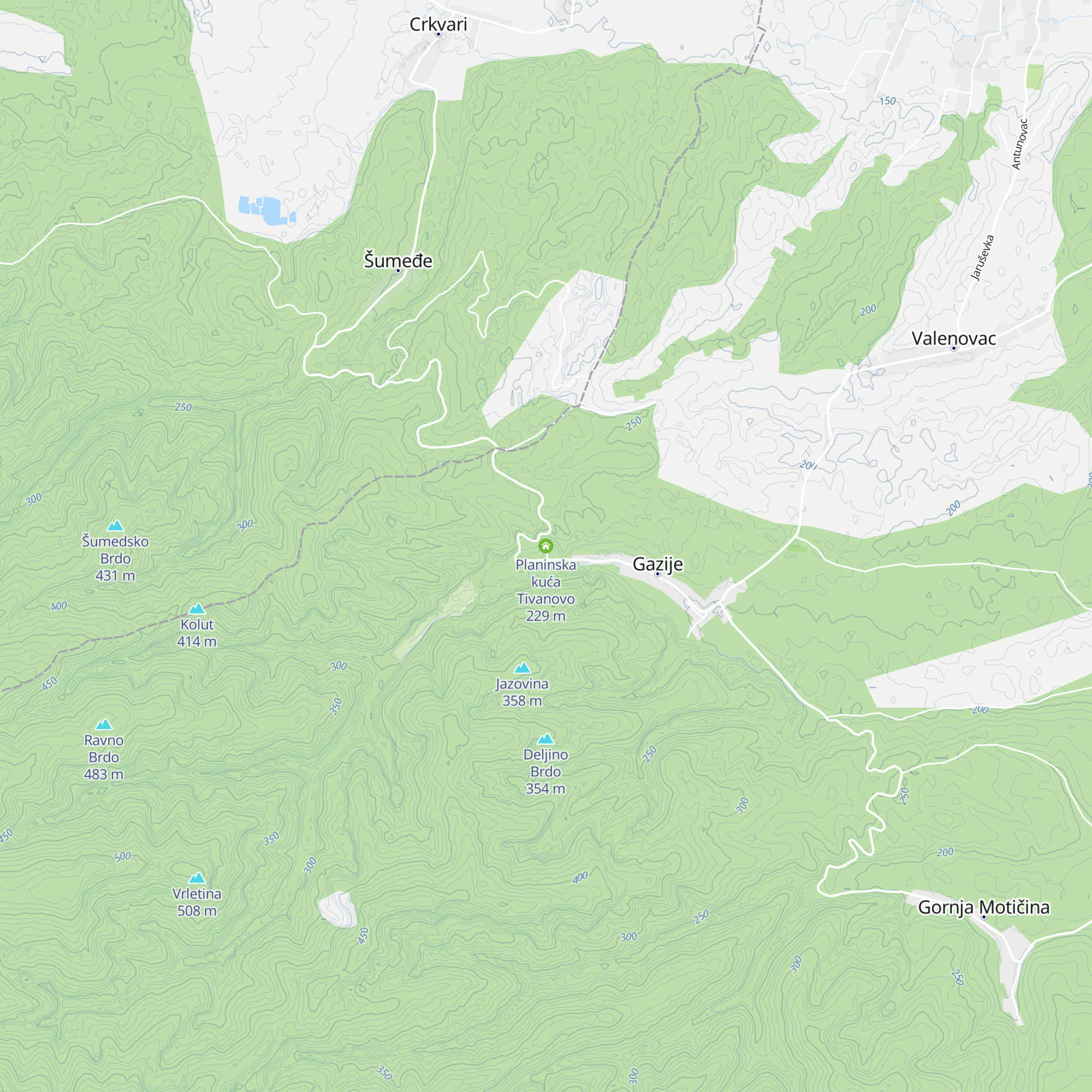 Planinska kuća Tivanovo map