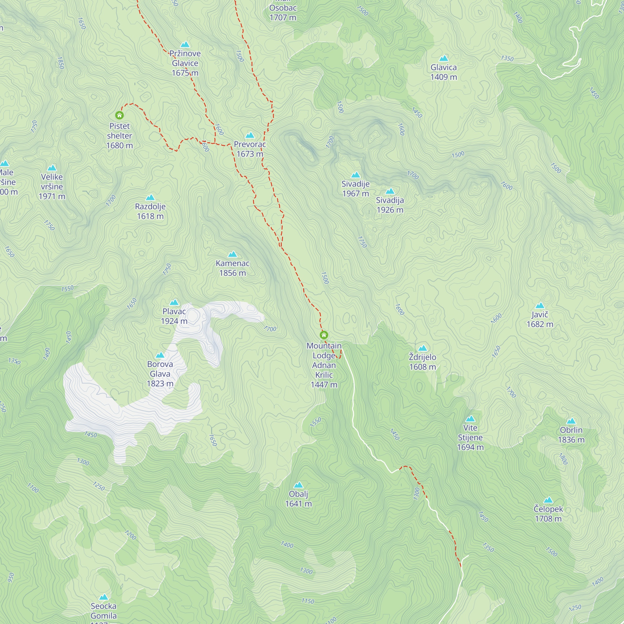 Bijele Vode Katun map