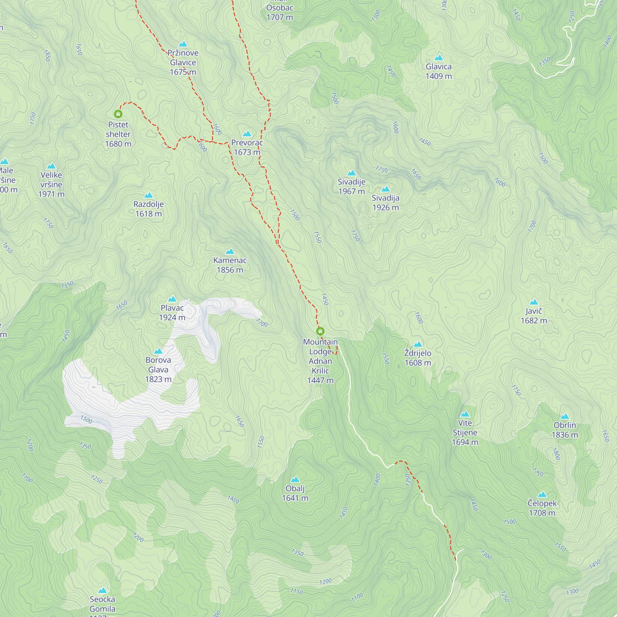 Bijele Vode Katun map
