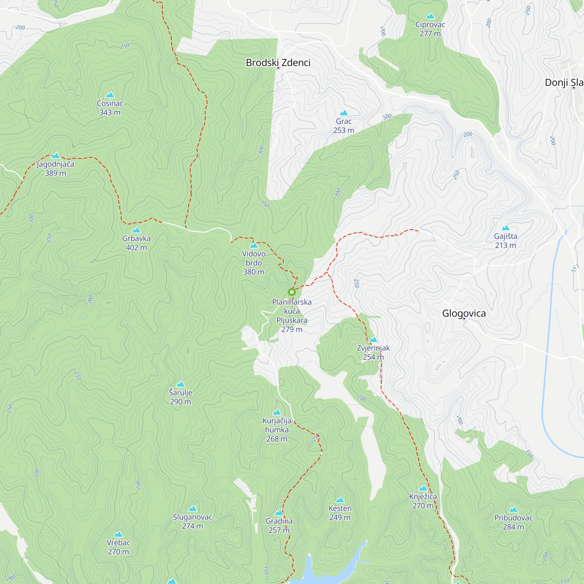 Planinarska kuća Pljuskara map