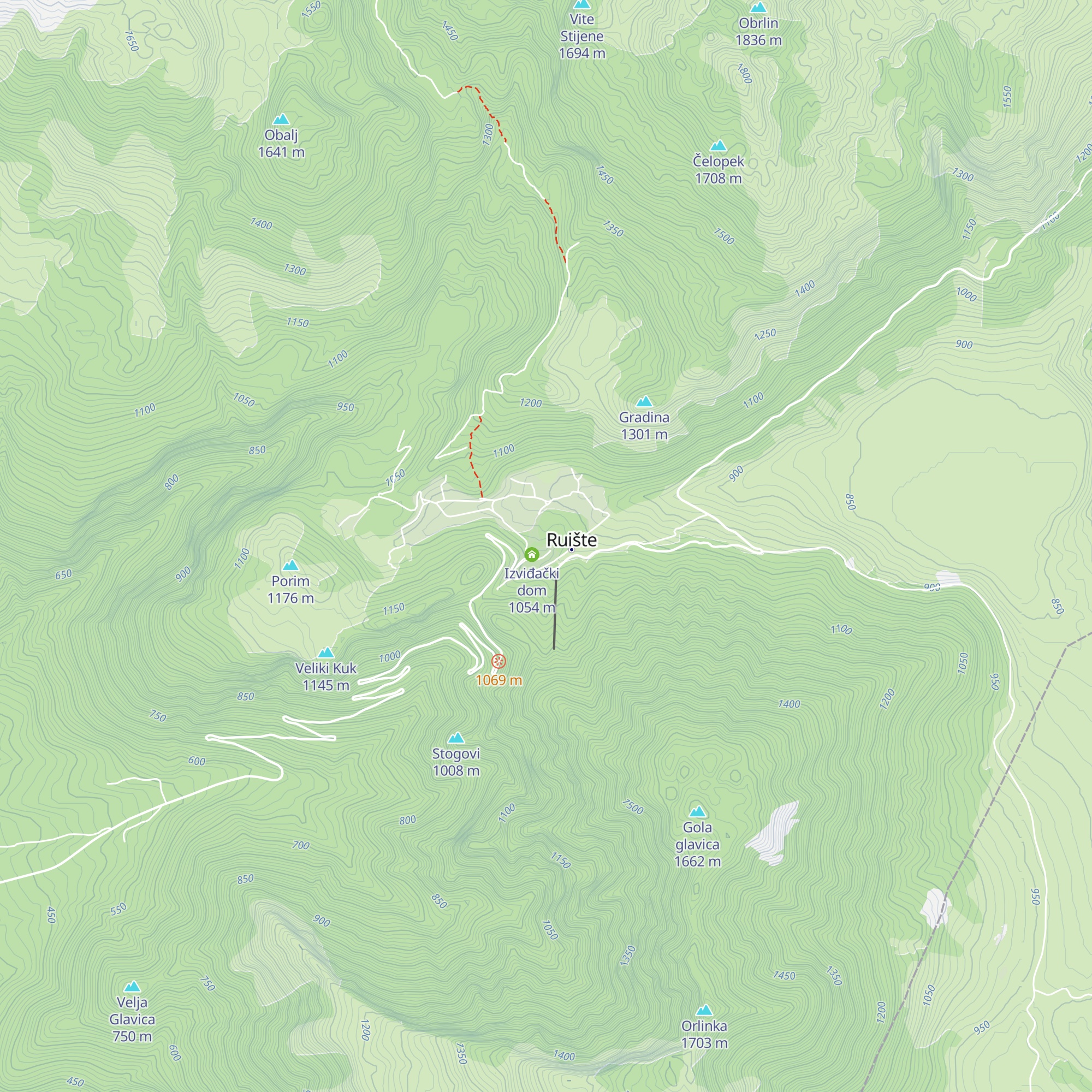 Planinarska Kuća Ruište map