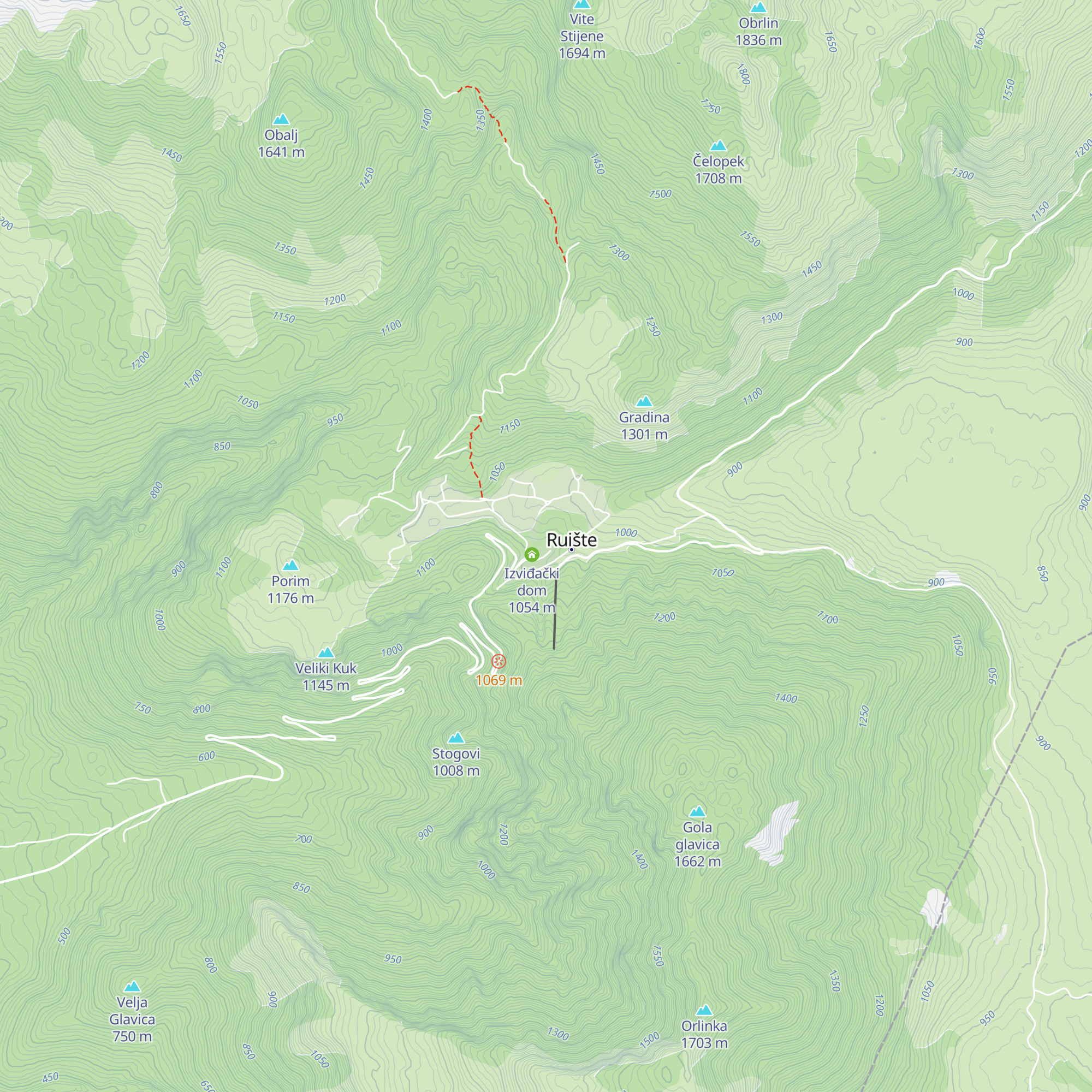 Planinarska Kuća Ruište map