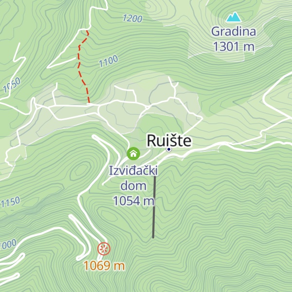 Map of Planinarska Kuća Ruište