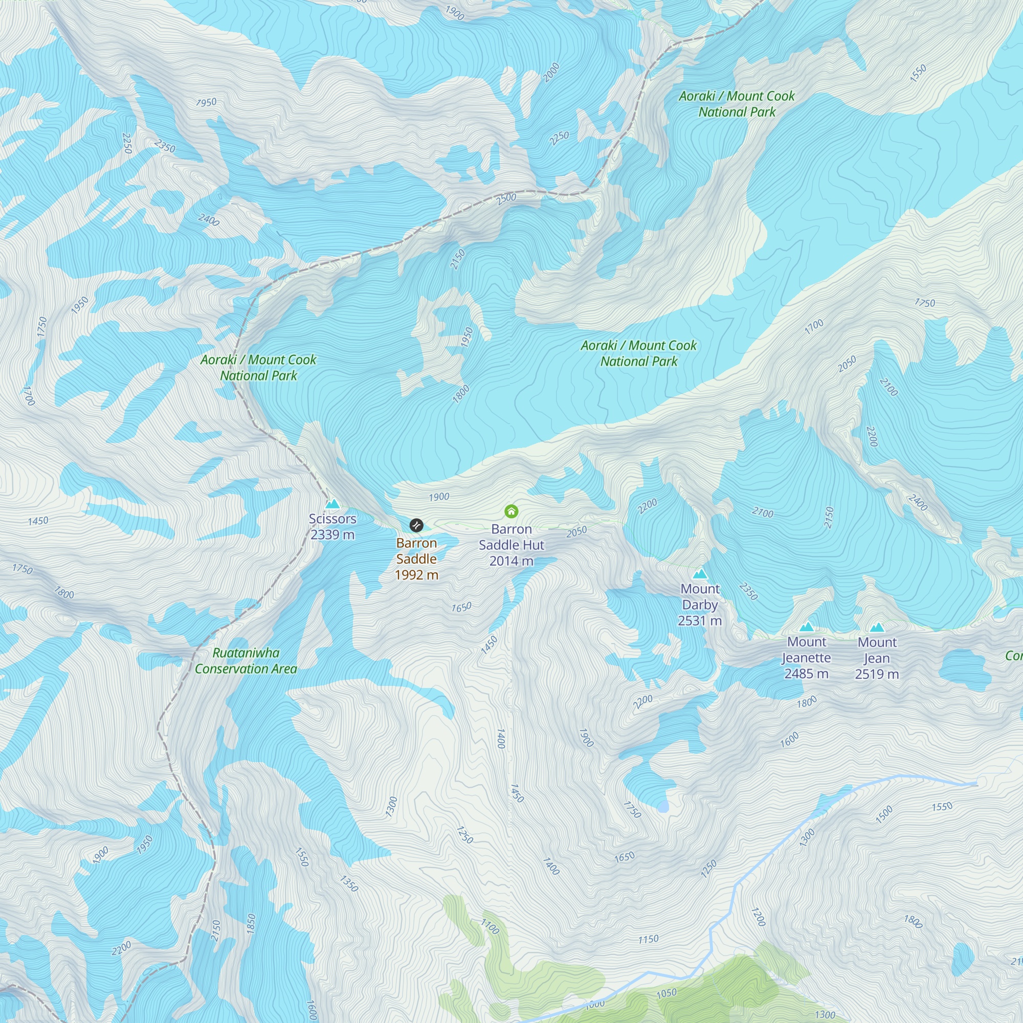 Barron Saddle Hut map