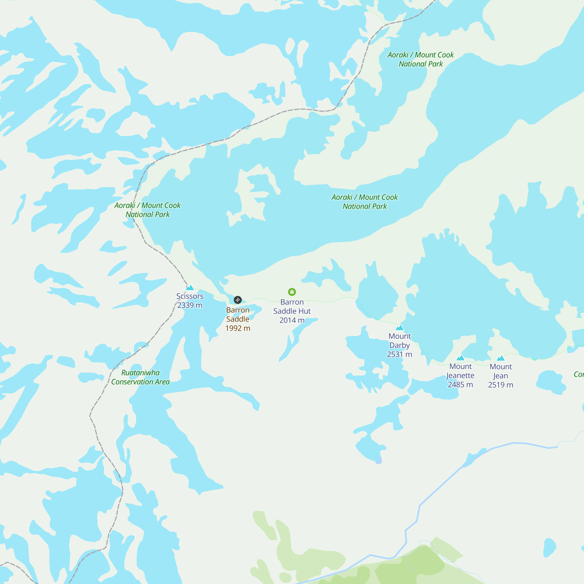 Barron Saddle Hut map