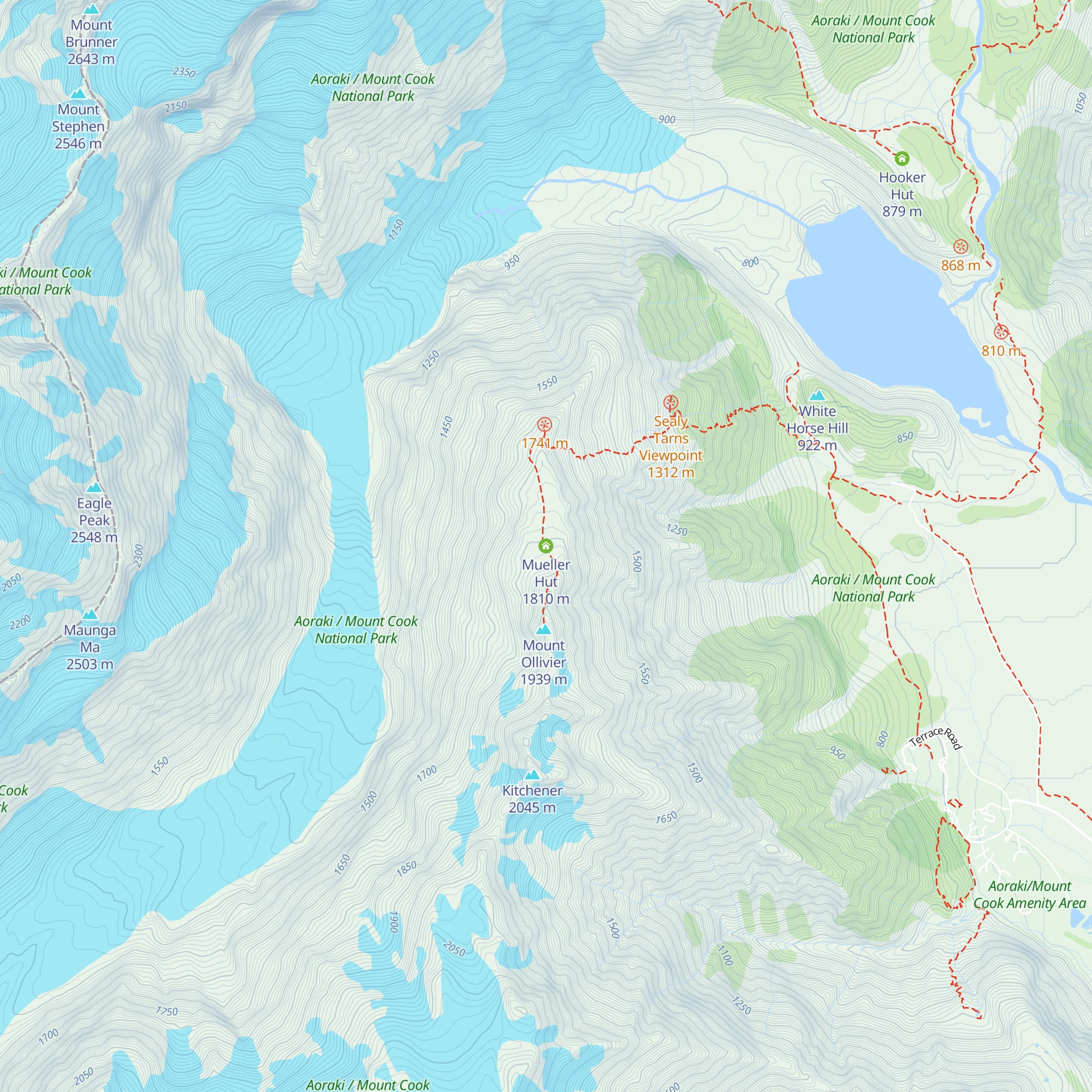 Mueller Hut map