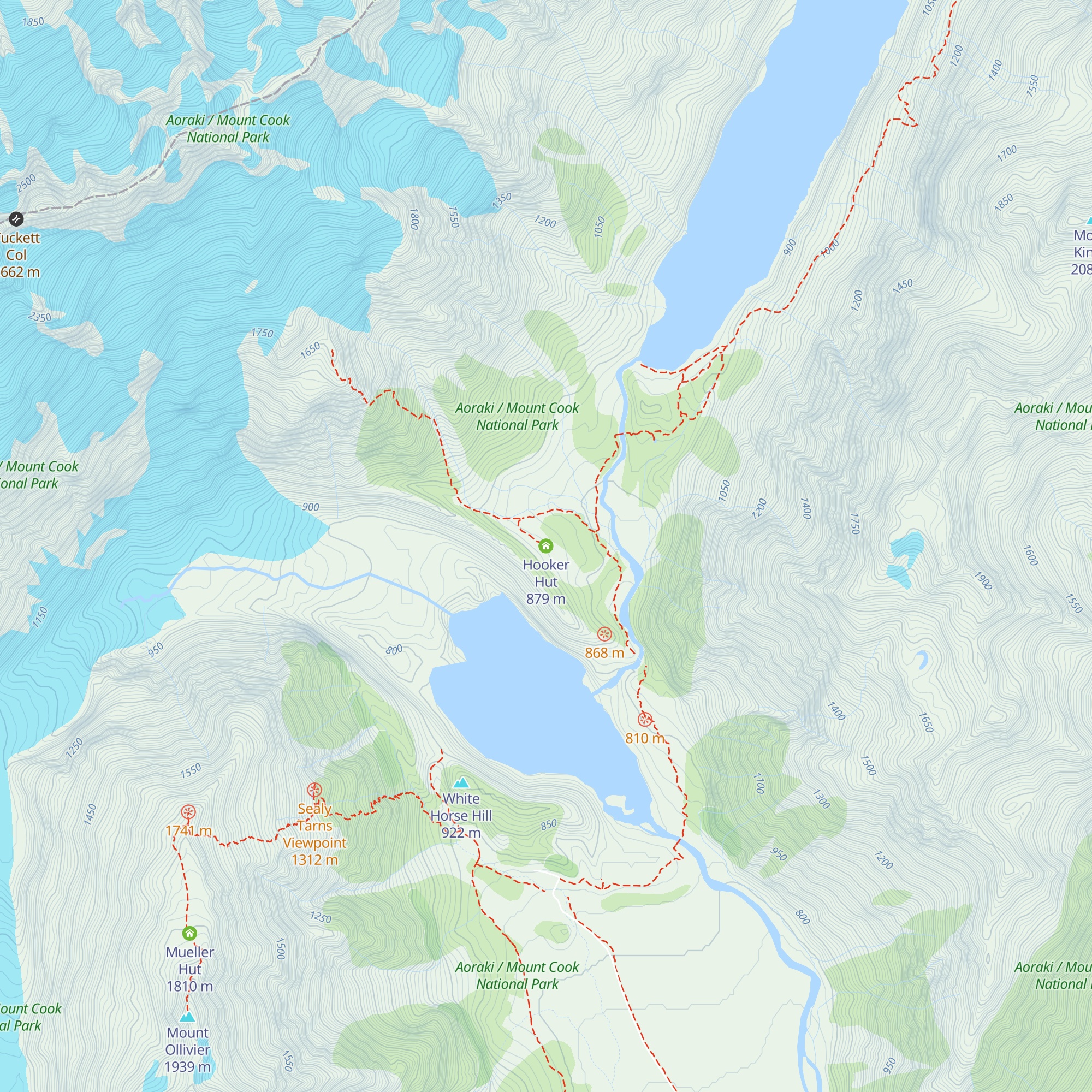 Hooker Hut map