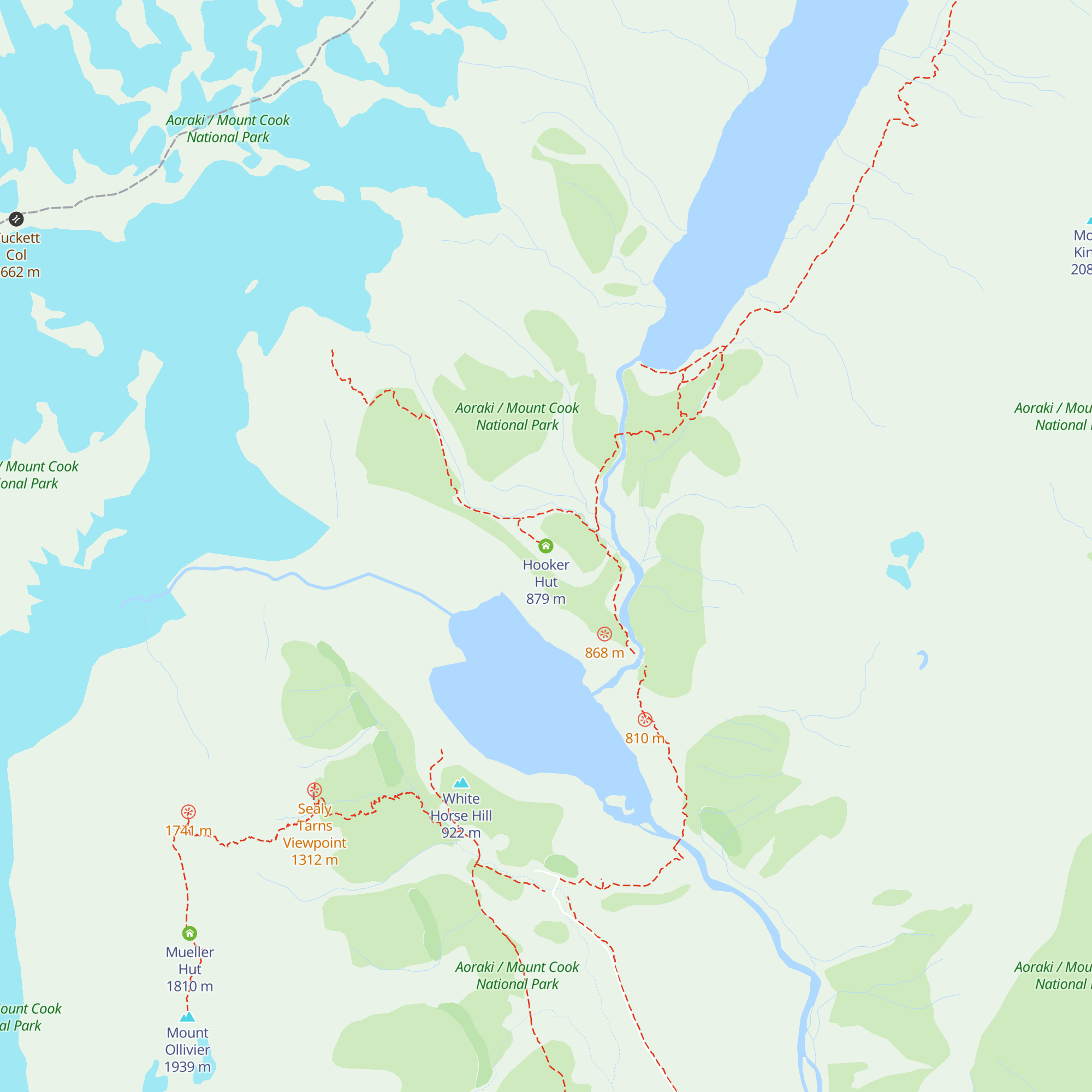 Hooker Hut map
