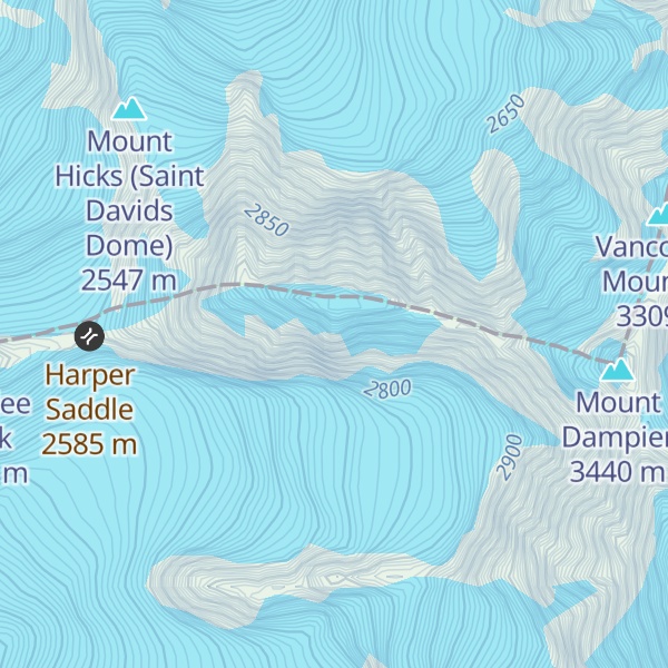 Map of Mount Hicks / Saint Davids Dome