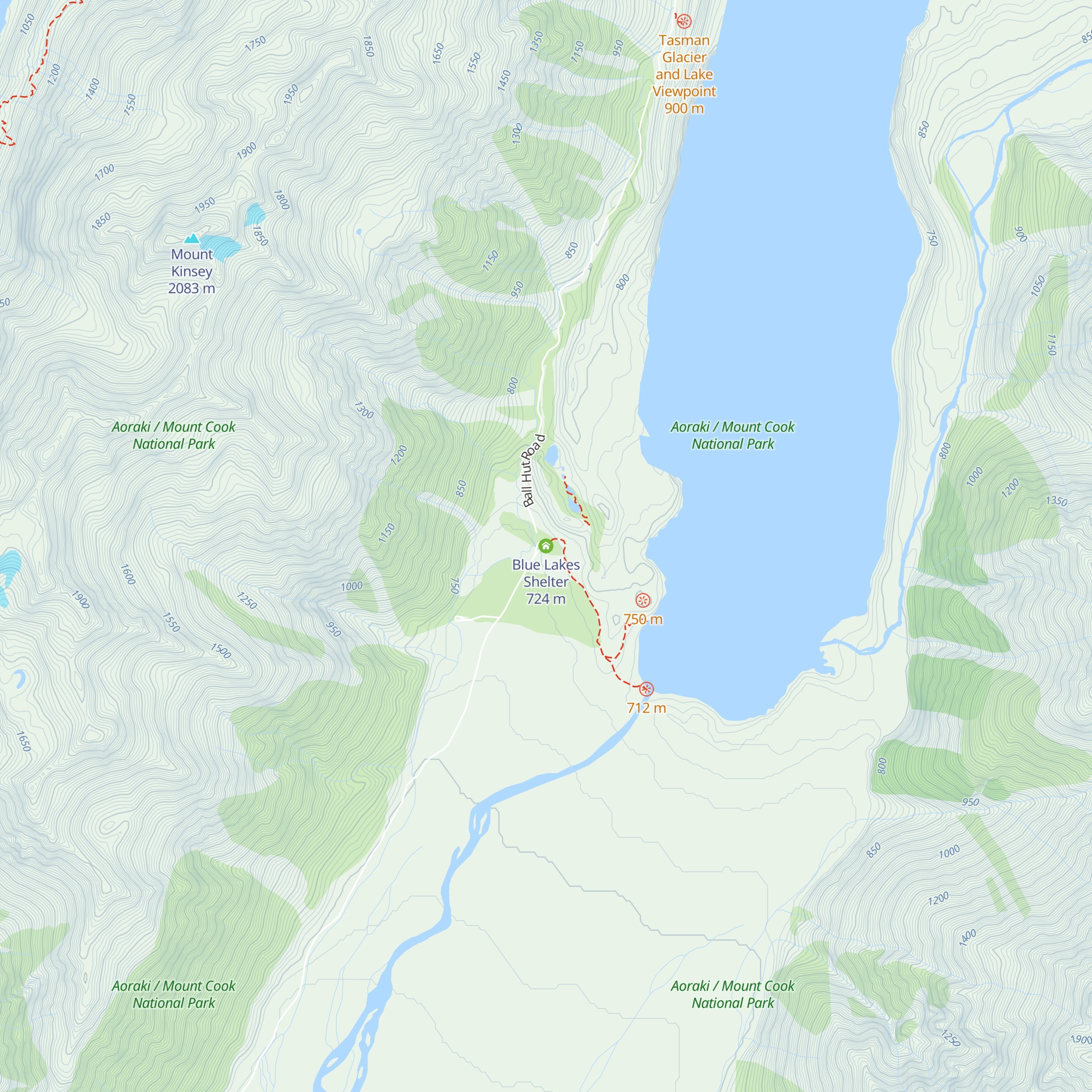 Blue Lakes Shelter map
