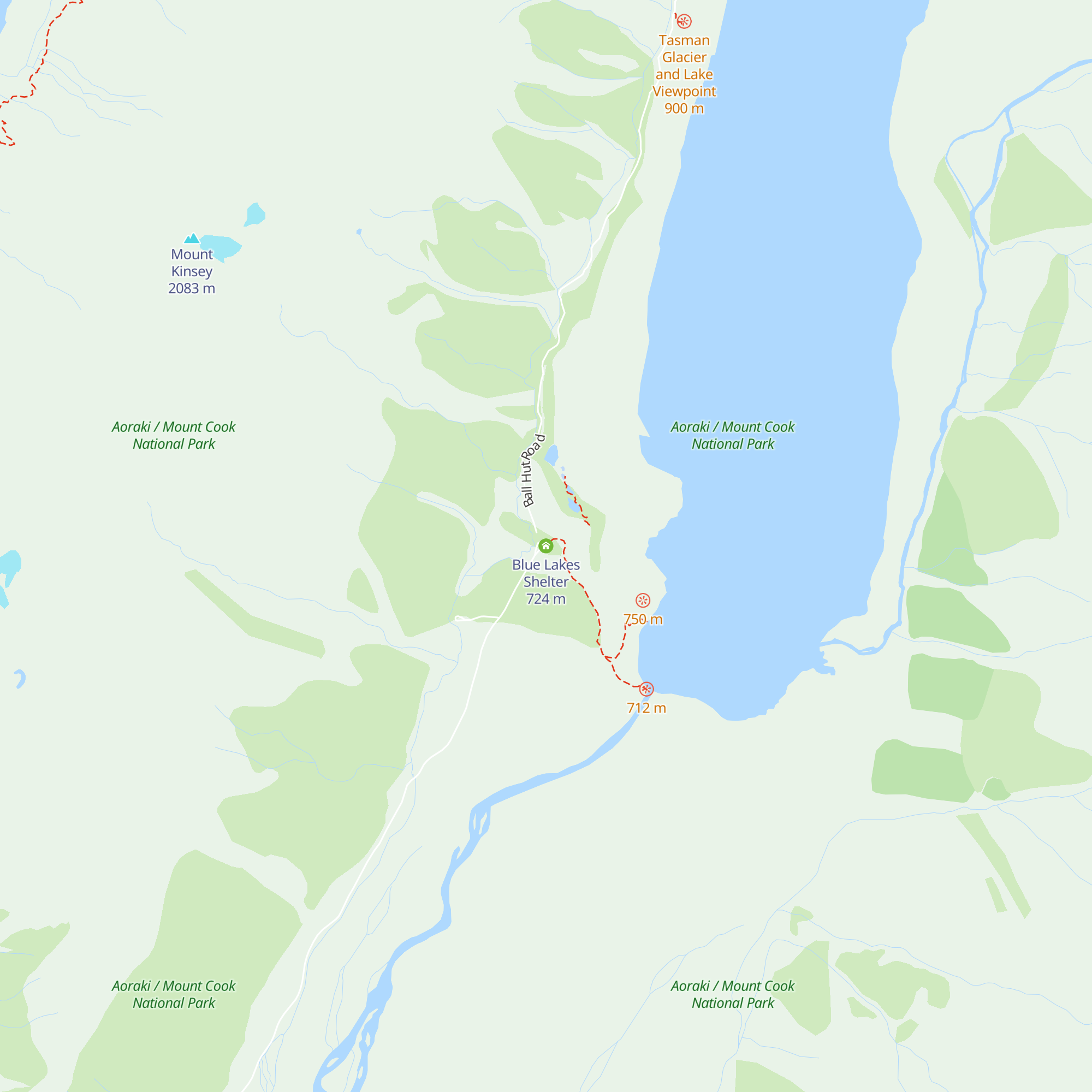 Blue Lakes Shelter map