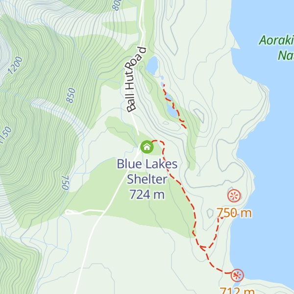 Map of Blue Lakes Shelter