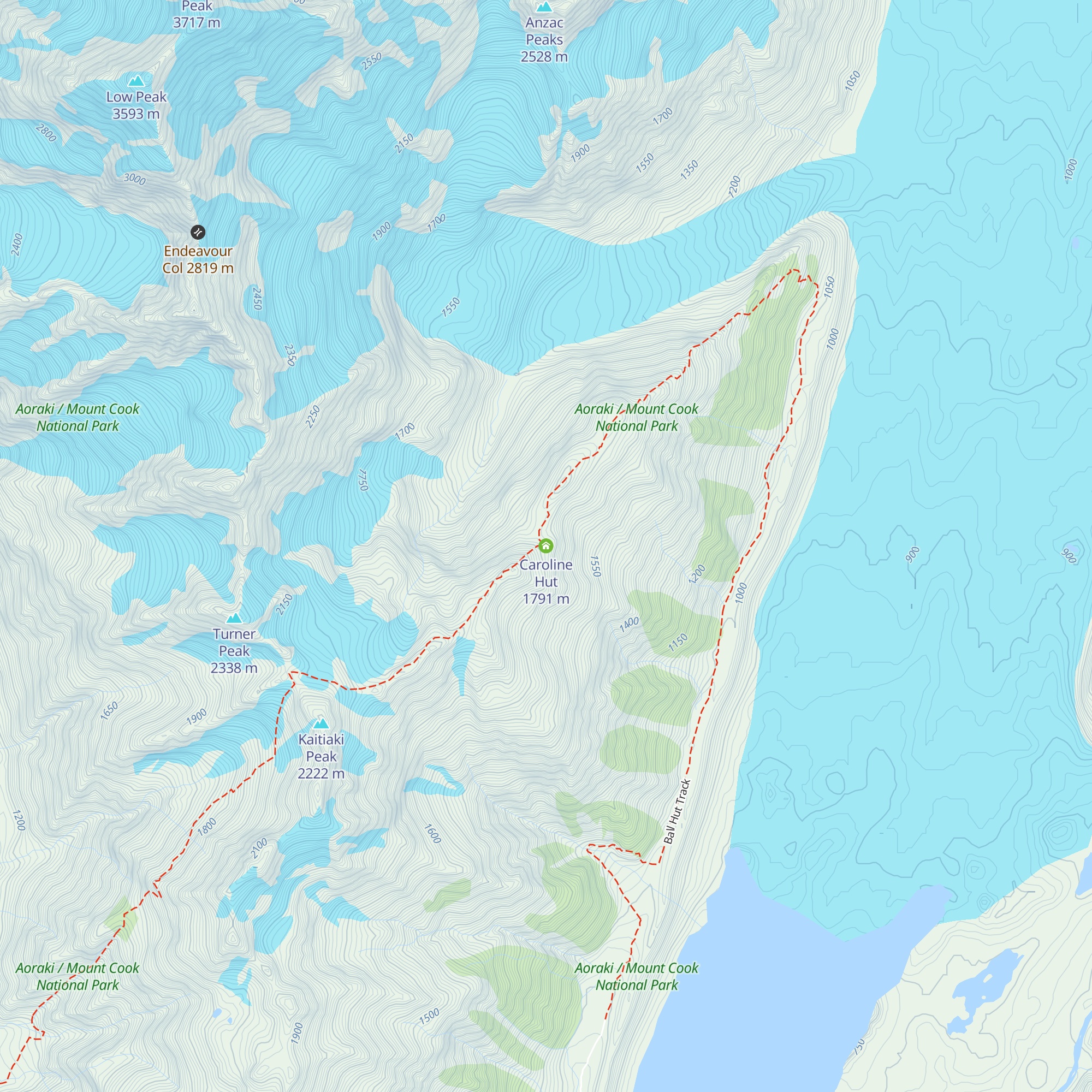 Caroline Hut map