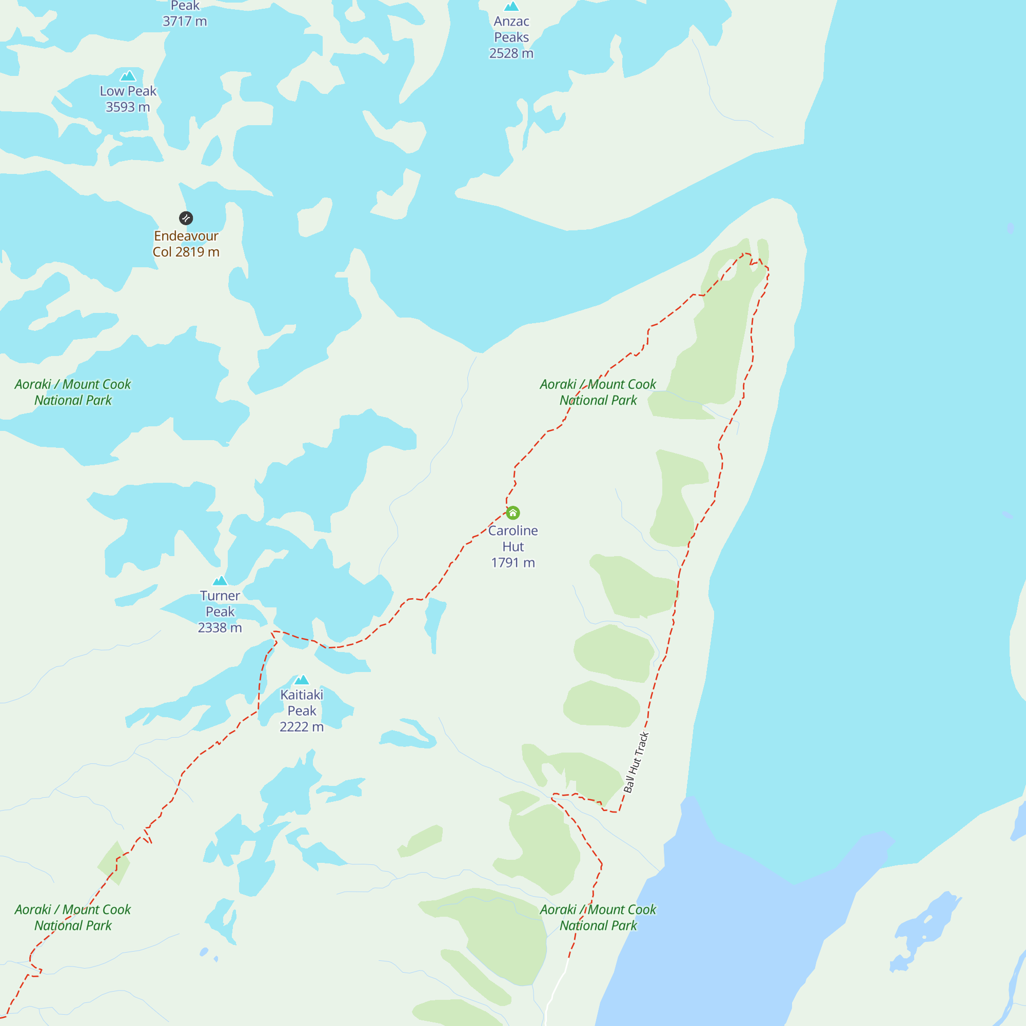 Caroline Hut map