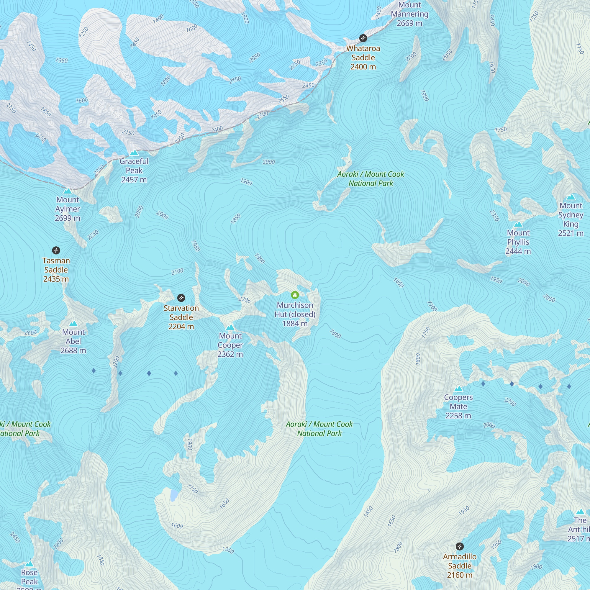 Murchison Hut (closed) map