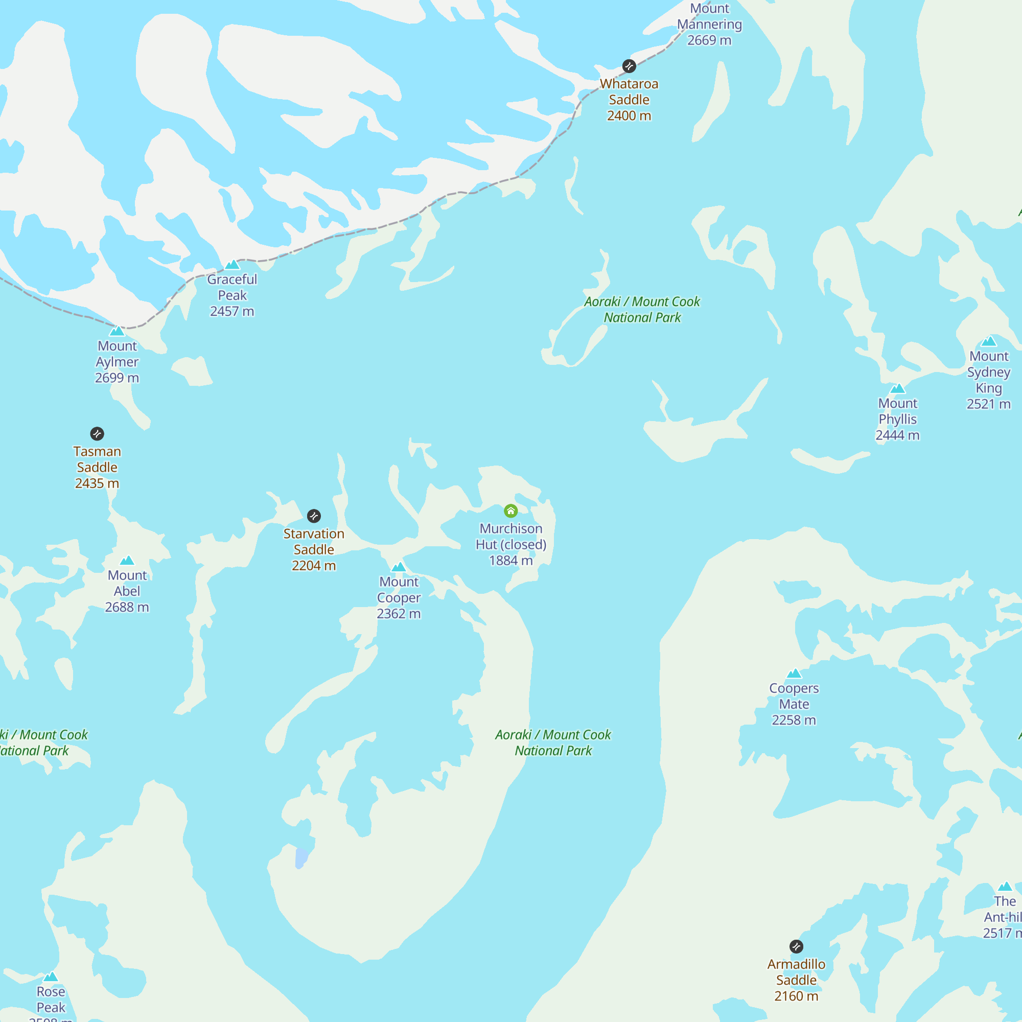 Murchison Hut (closed) map