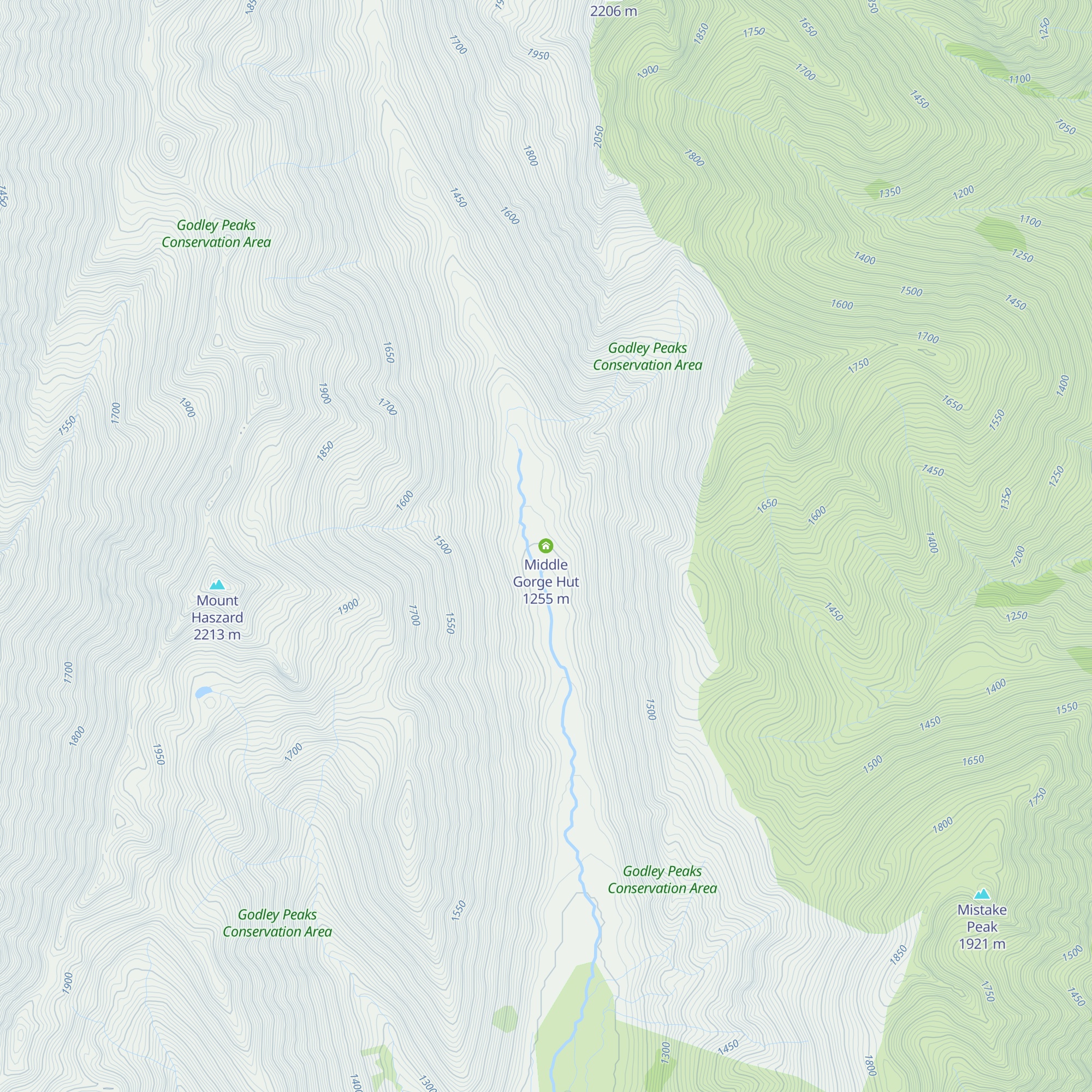 Middle Gorge Hut map