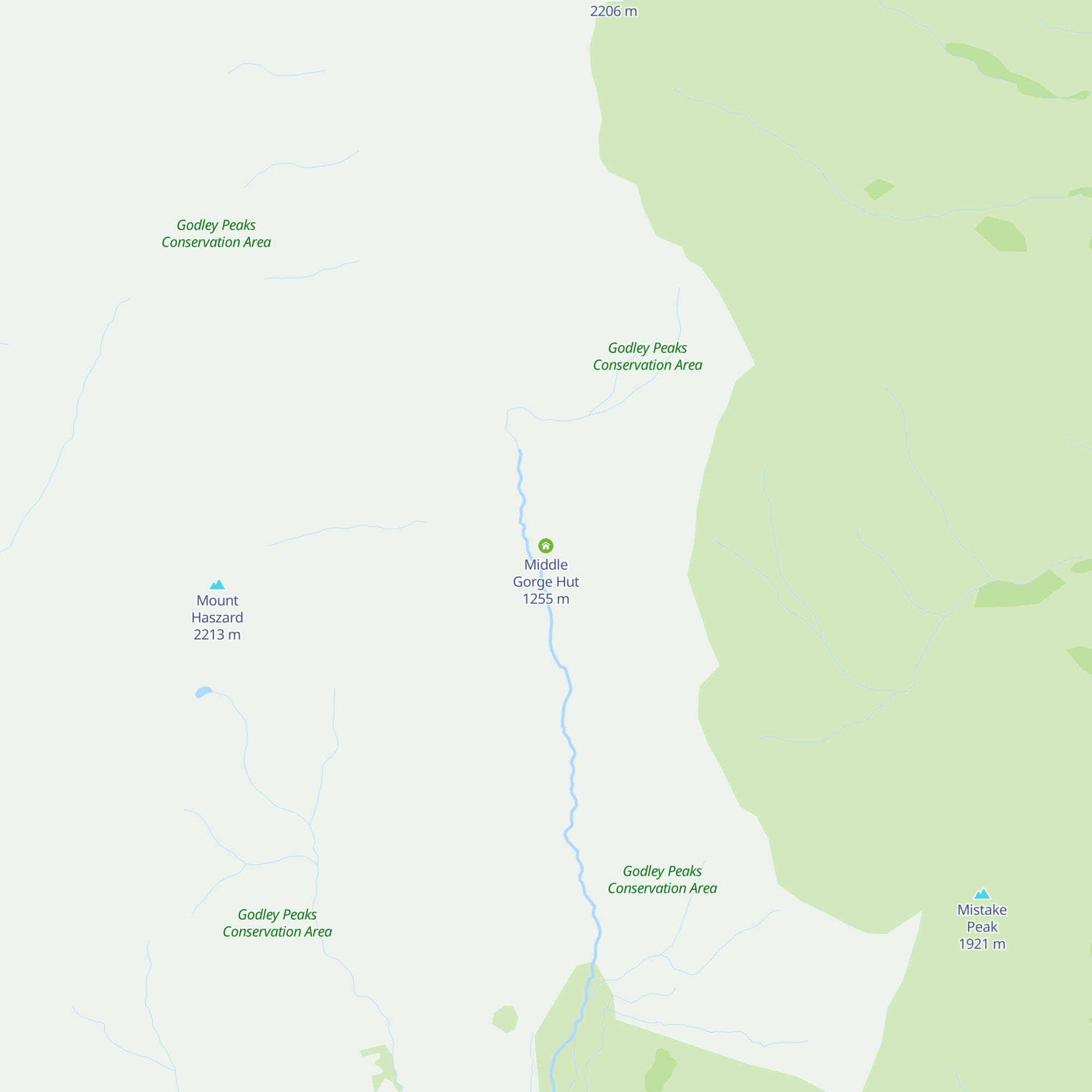 Middle Gorge Hut map