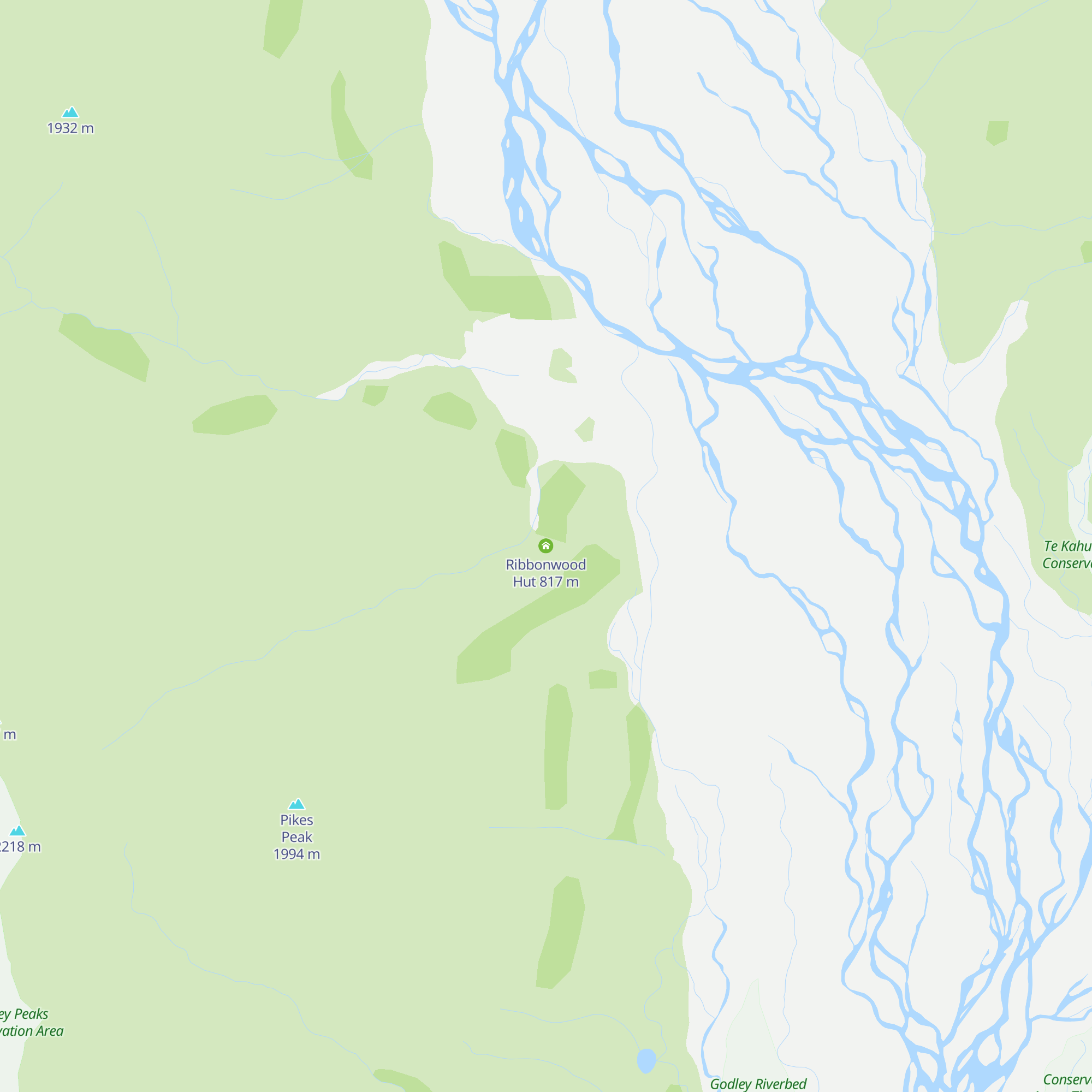 Ribbonwood Hut map