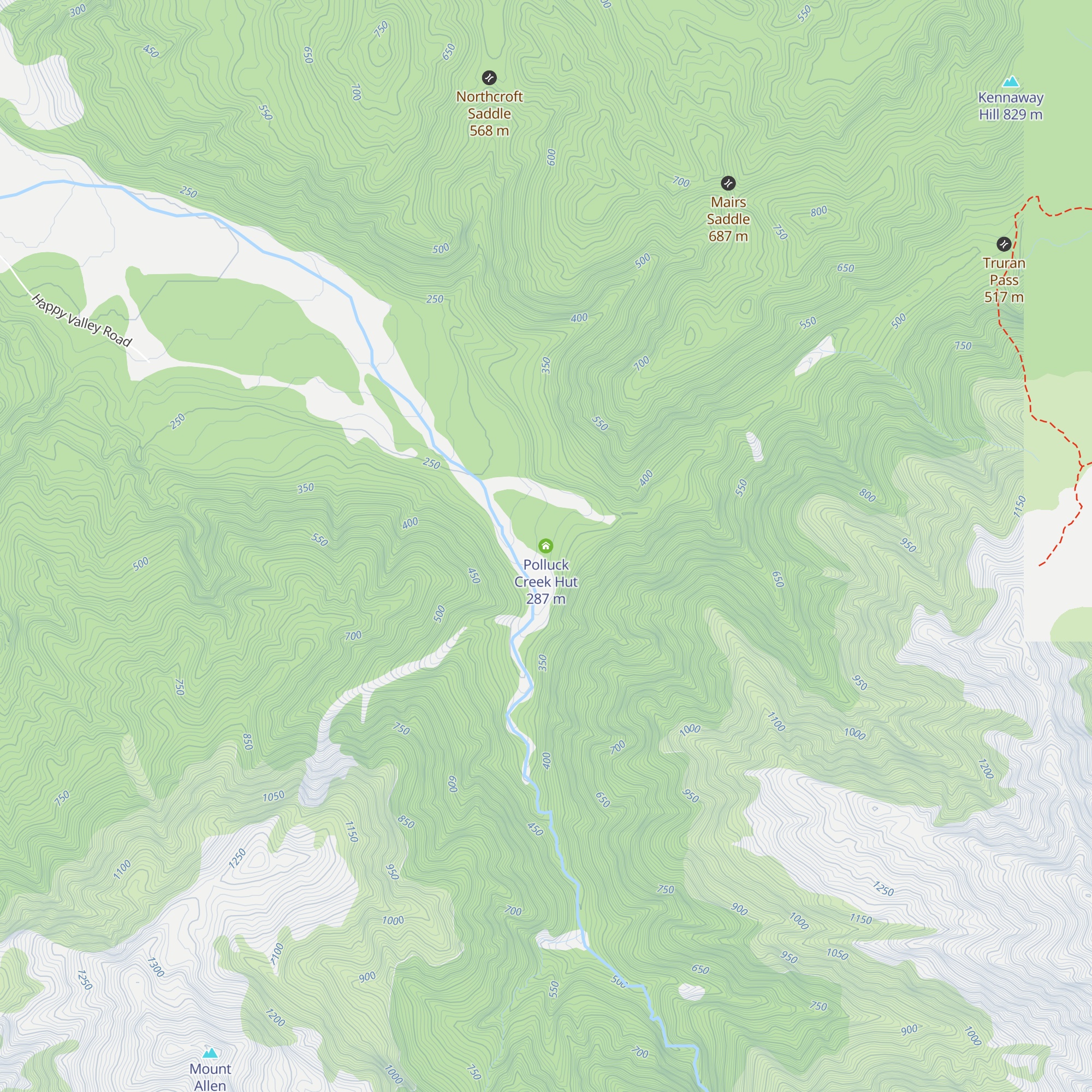 Polluck Creek Hut map