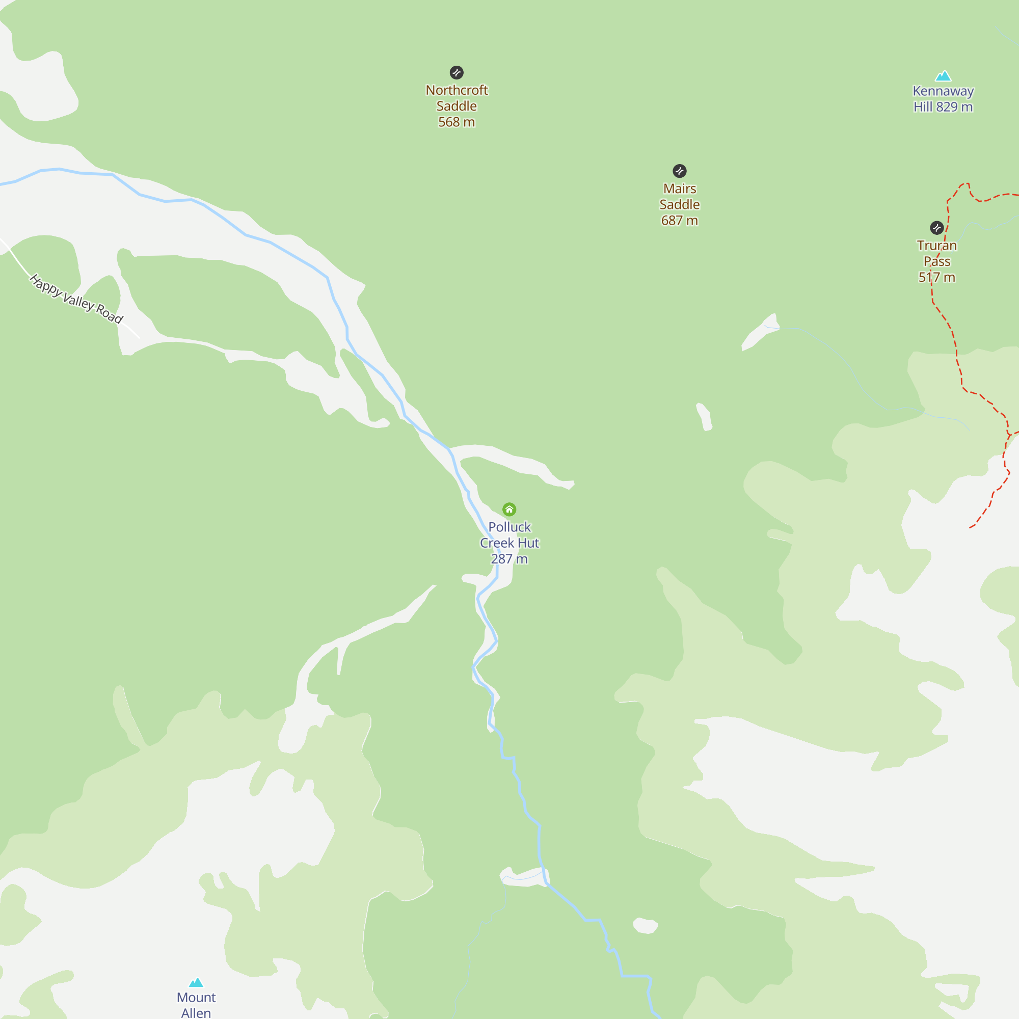 Polluck Creek Hut map