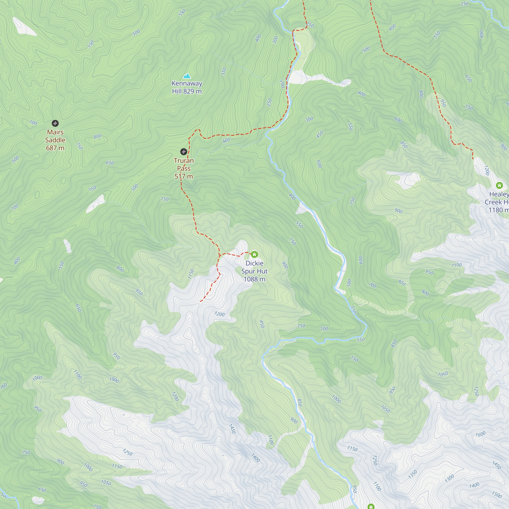 Dickie Spur Hut map