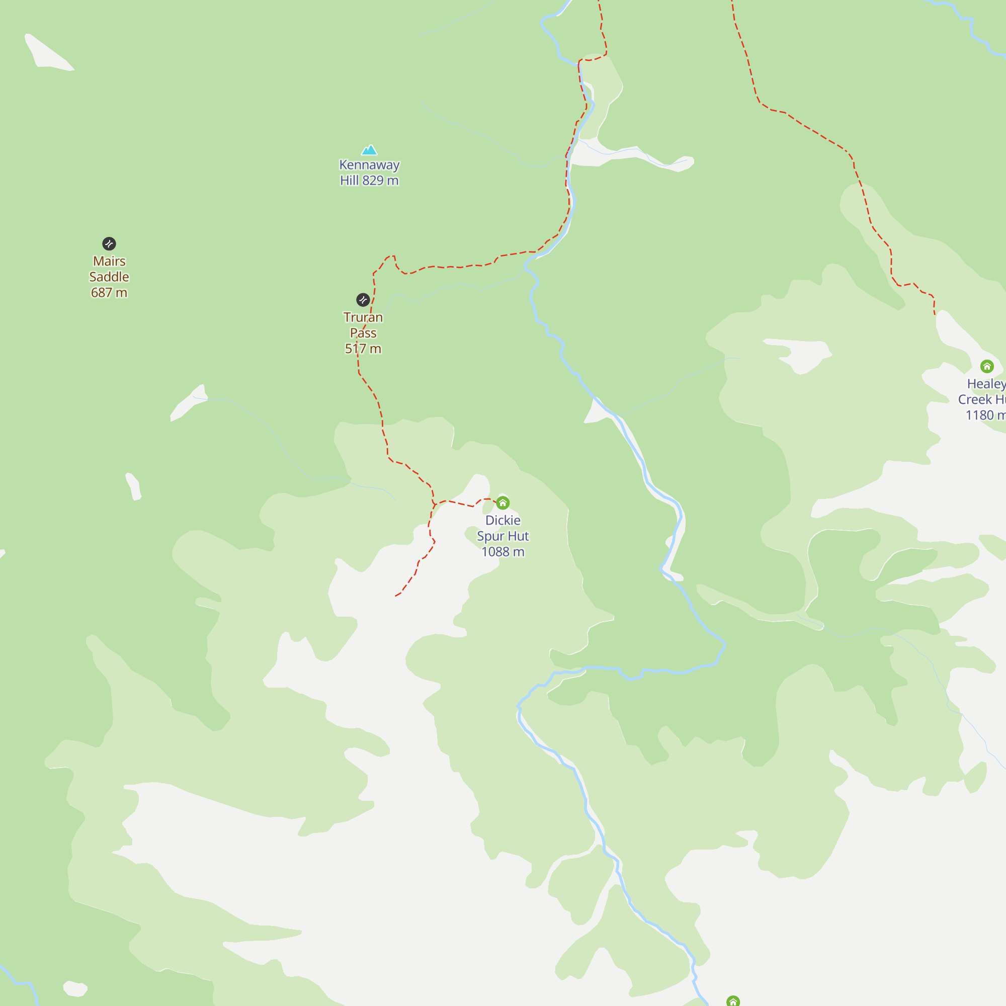 Dickie Spur Hut map