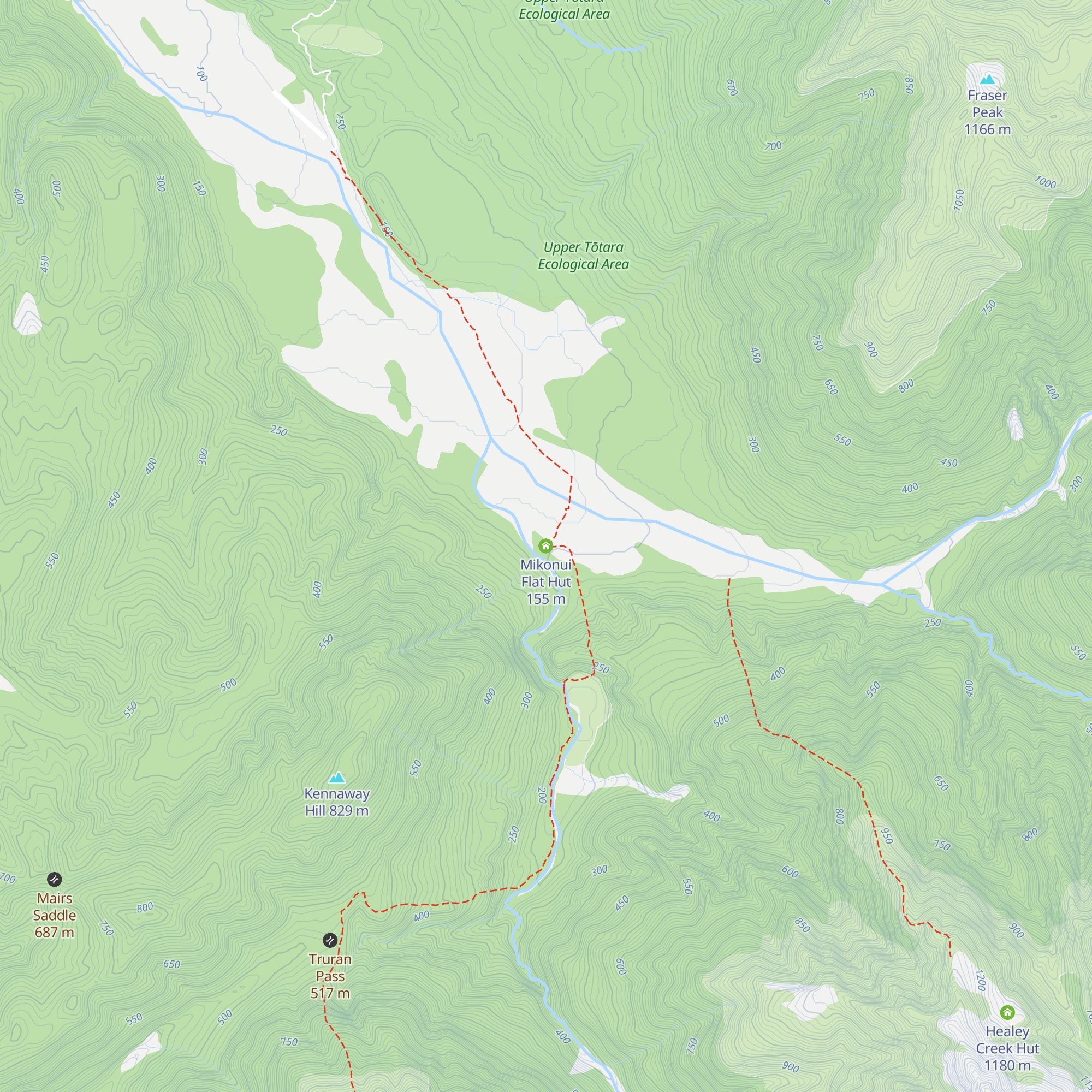 Mikonui Flat Hut map
