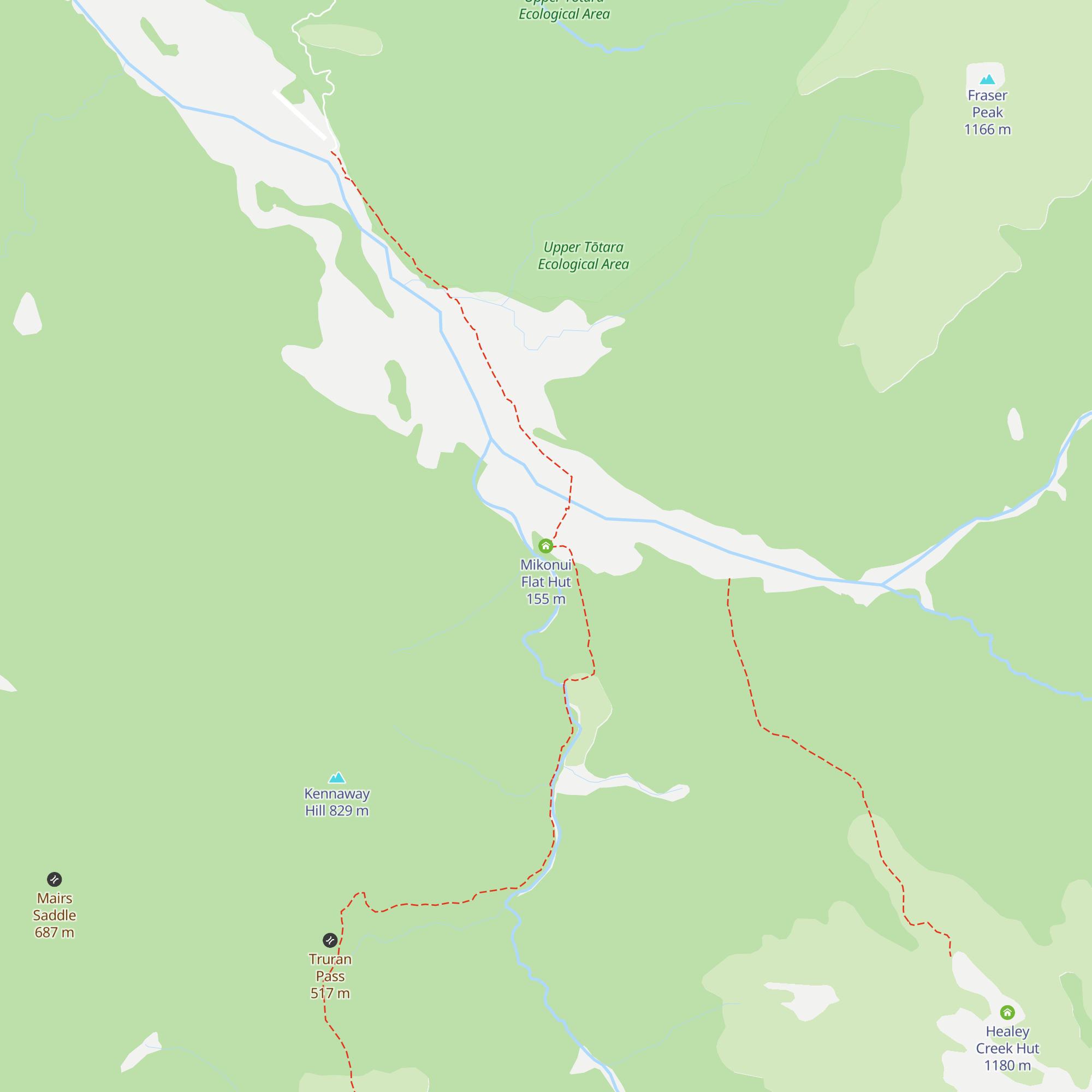 Mikonui Flat Hut map