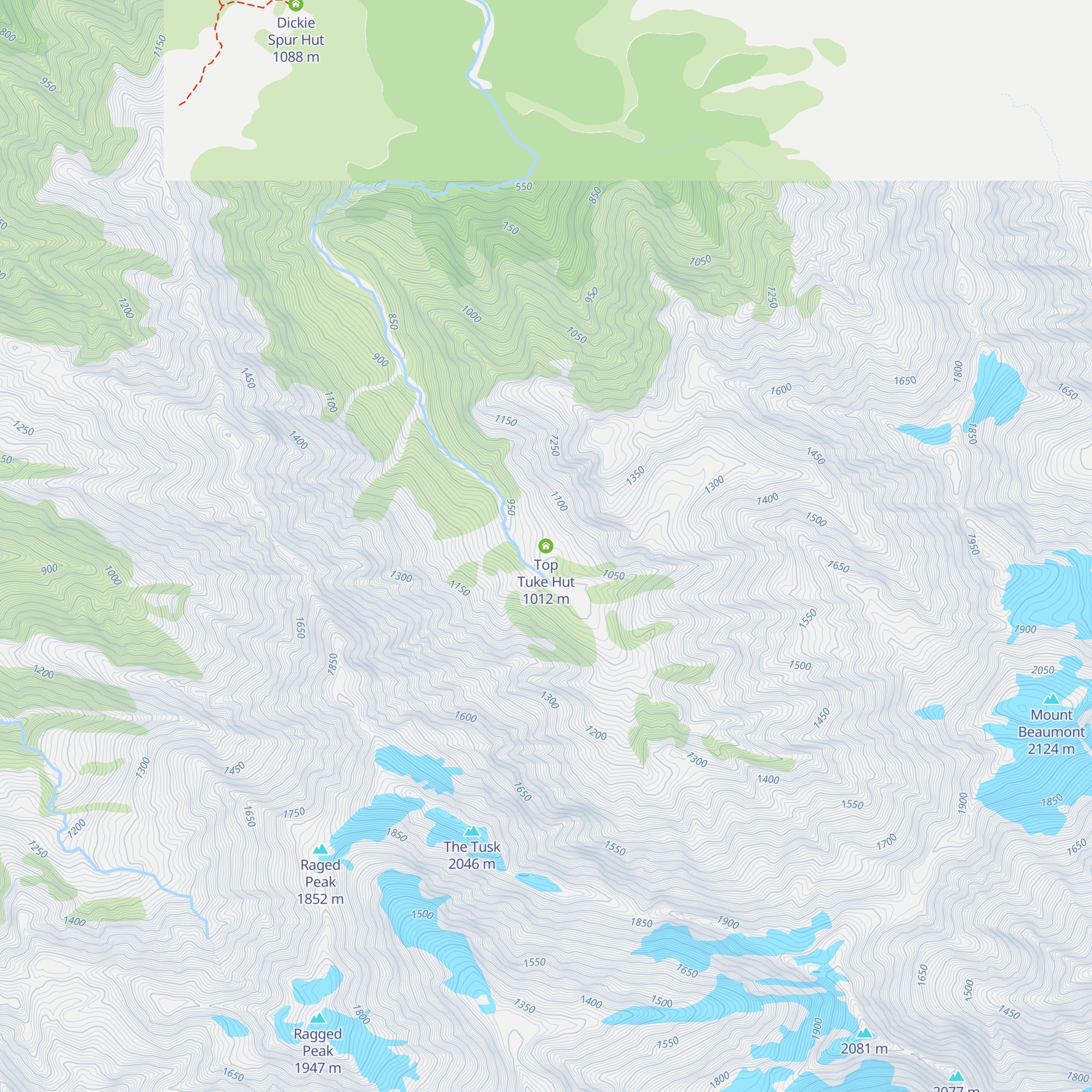 Top Tuke Hut map